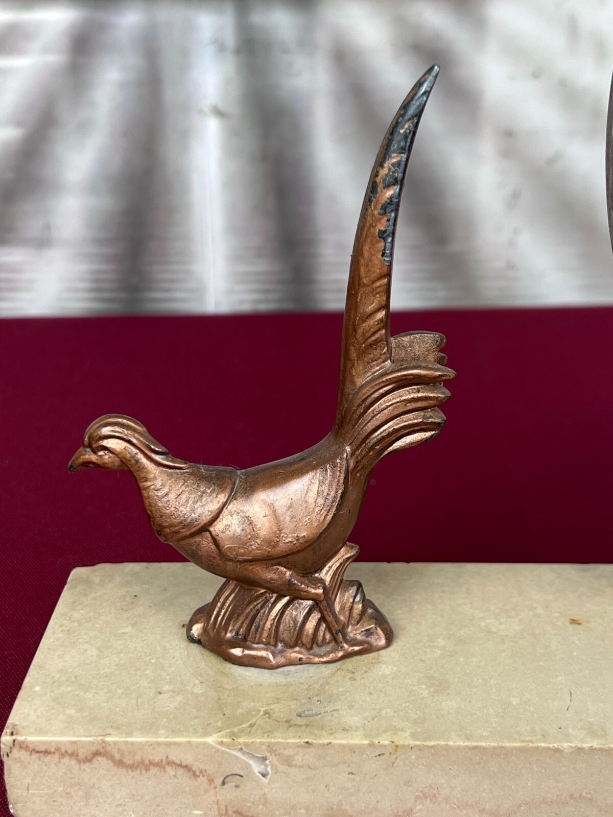 ANTIKE KAMINUHR ART DECO MARMOR UND FASANEN – Bild 20
