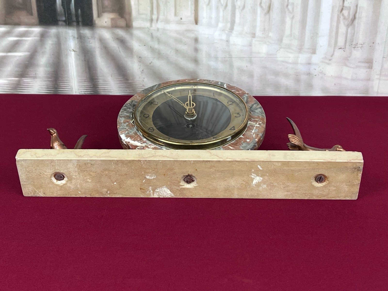 ANTIKE KAMINUHR ART DECO MARMOR UND FASANEN – Bild 24