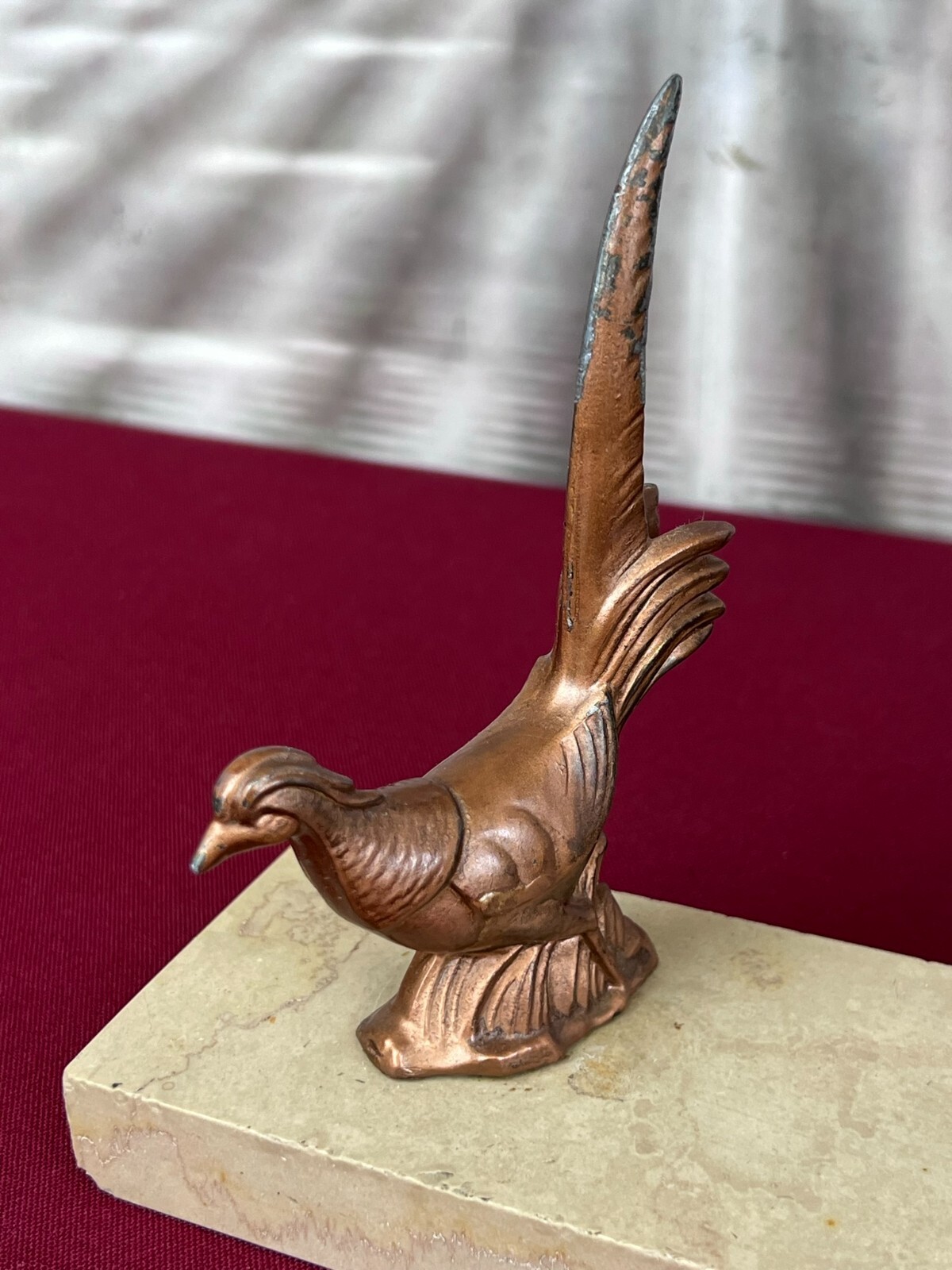 ANTIKE KAMINUHR ART DECO MARMOR UND FASANEN – Bild 7