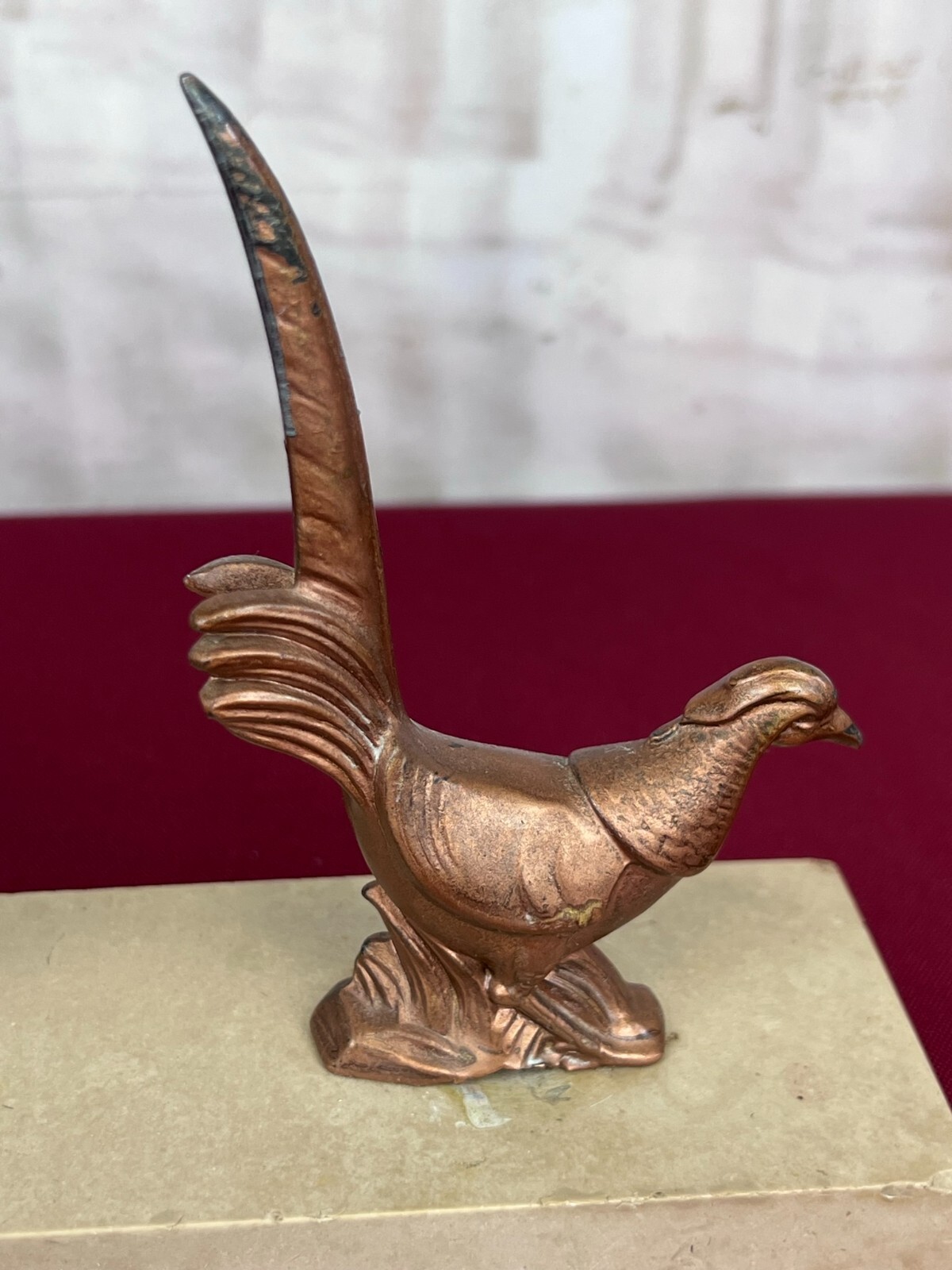 ANTIKE KAMINUHR ART DECO MARMOR UND FASANEN – Bild 8
