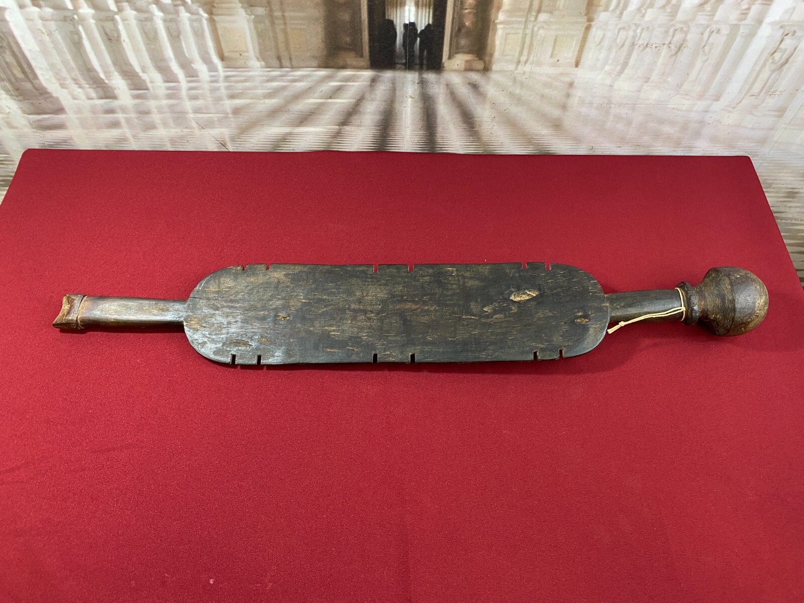 AFRIKANISCHE SCHNITZEREI PADEL HOLZ MASSIV HANDGESCHNITZT TOLLE PATINA 78cm – Bild 14