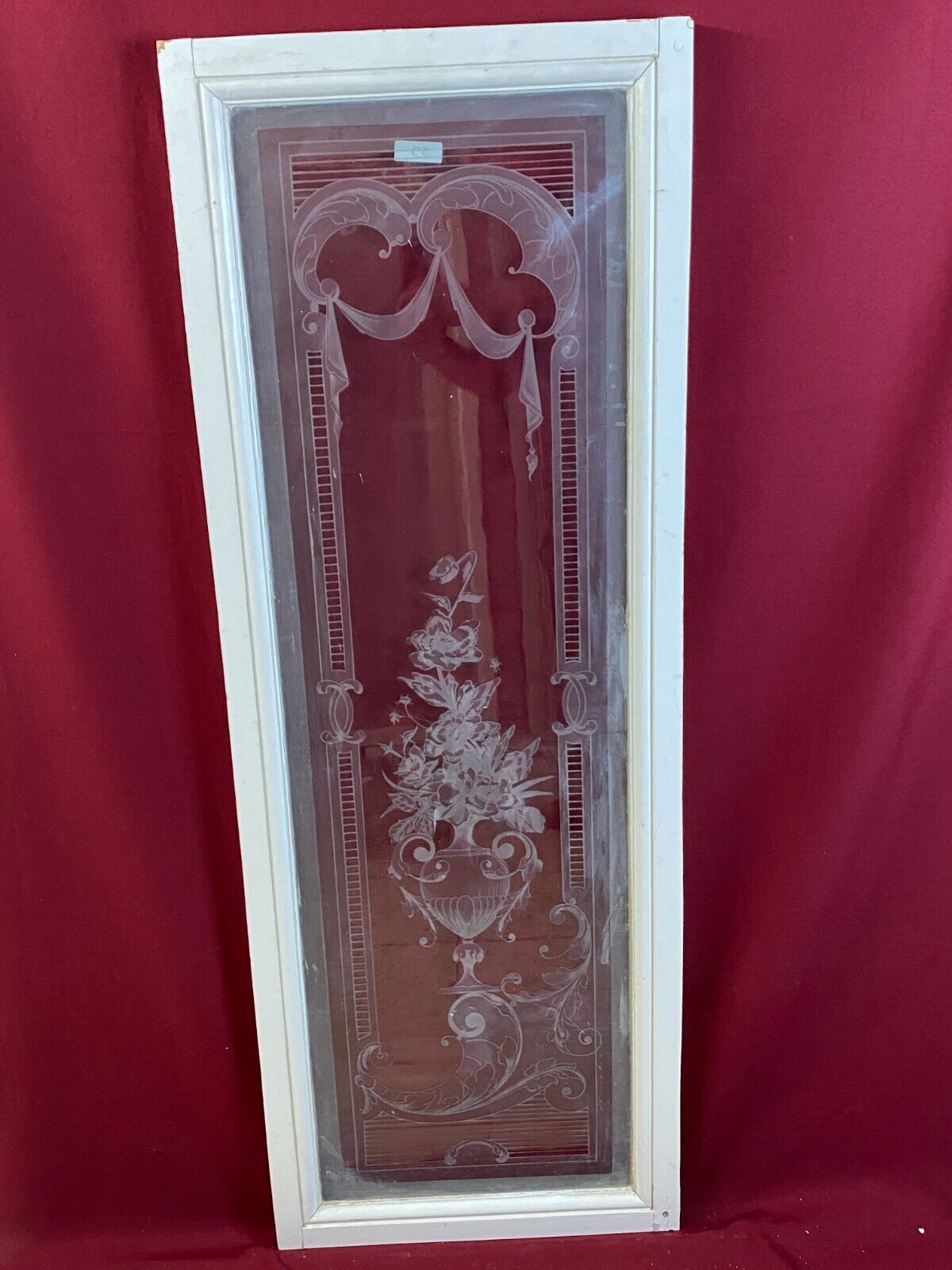 2x ANTIKE GLASSCHEIBE HISTORISMUS UM 1890 BLUMEN GIRLANDEN 43x141cm – Bild 9
