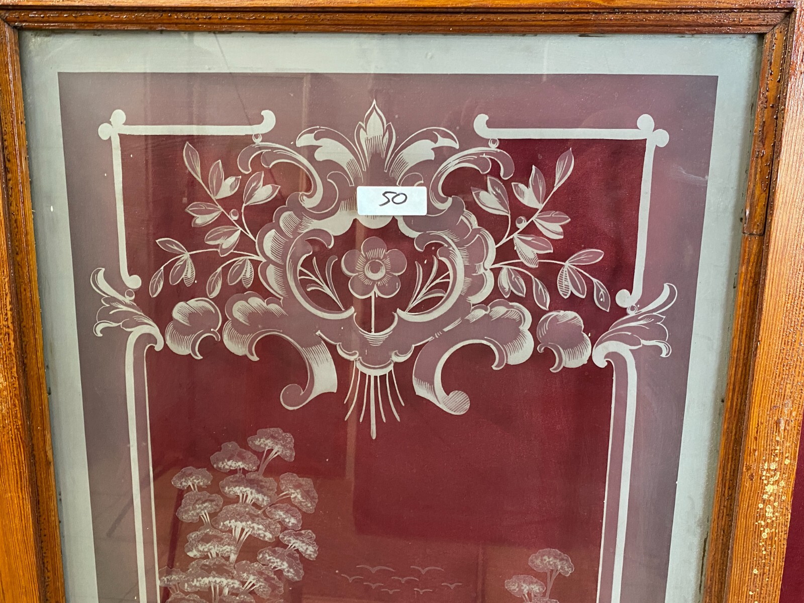 ANTIKE GLASSCHEIBE HISTORISMUS / JUGENDSTIL UM 1890 GALANTE PERSONEN 51x111cm – Bild 3
