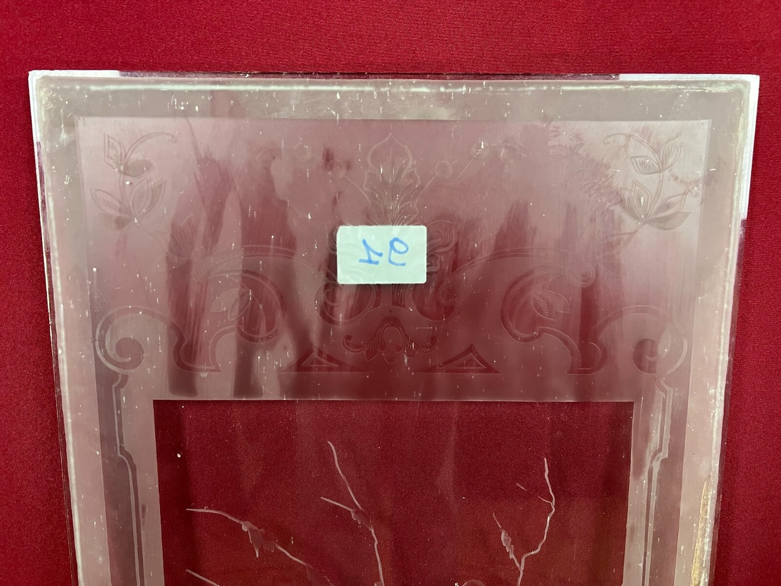 ANTIKE GLASSCHEIBE JUGENDSTIL ORIGINAL UM 1910 VOGEL IM BAUM 41x111,7cm – Bild 3