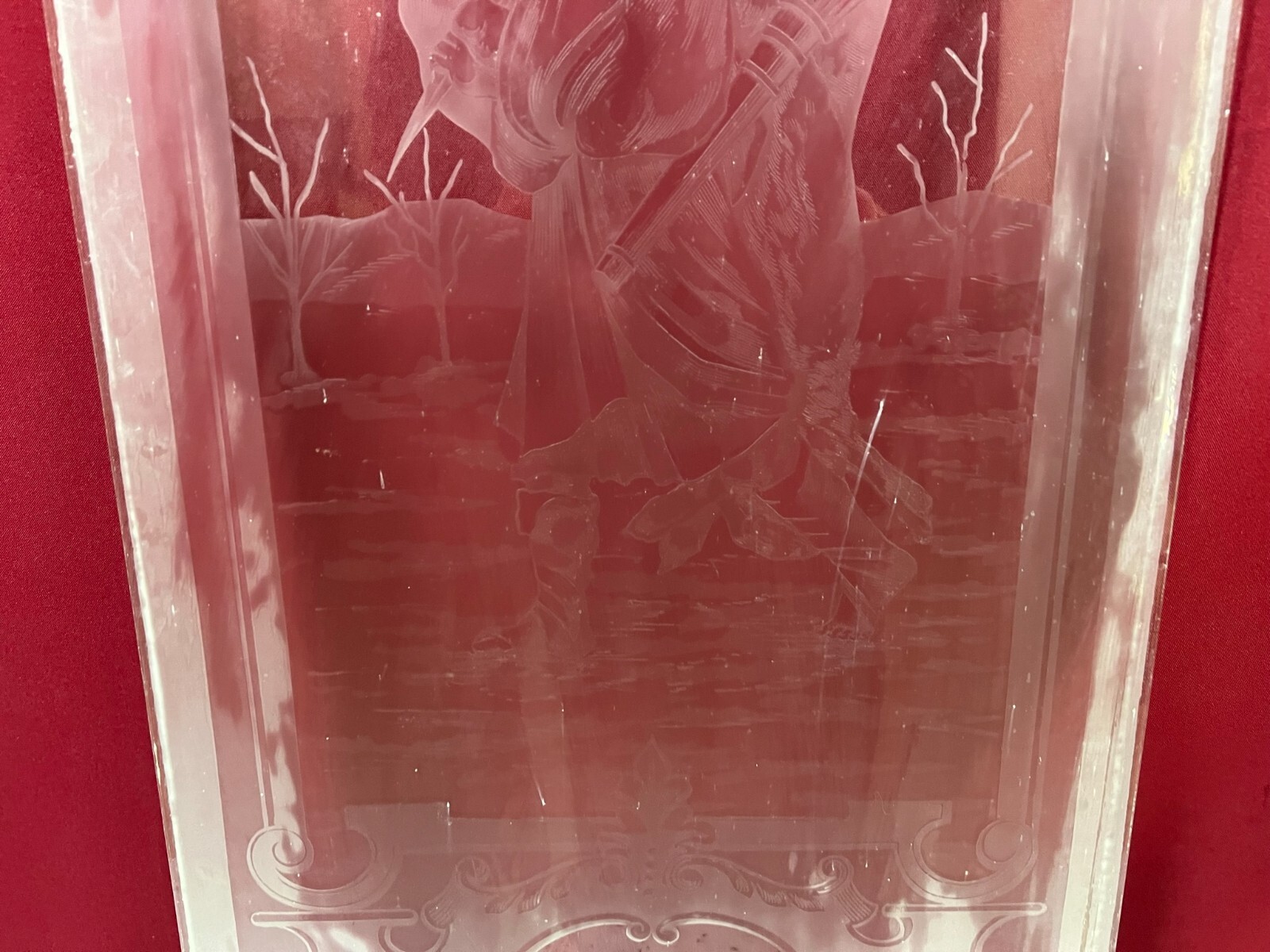 ANTIKE GLASSCHEIBE JUGENDSTIL ORIGINAL UM 1910 VOGEL IM BAUM 41x111,7cm – Bild 6