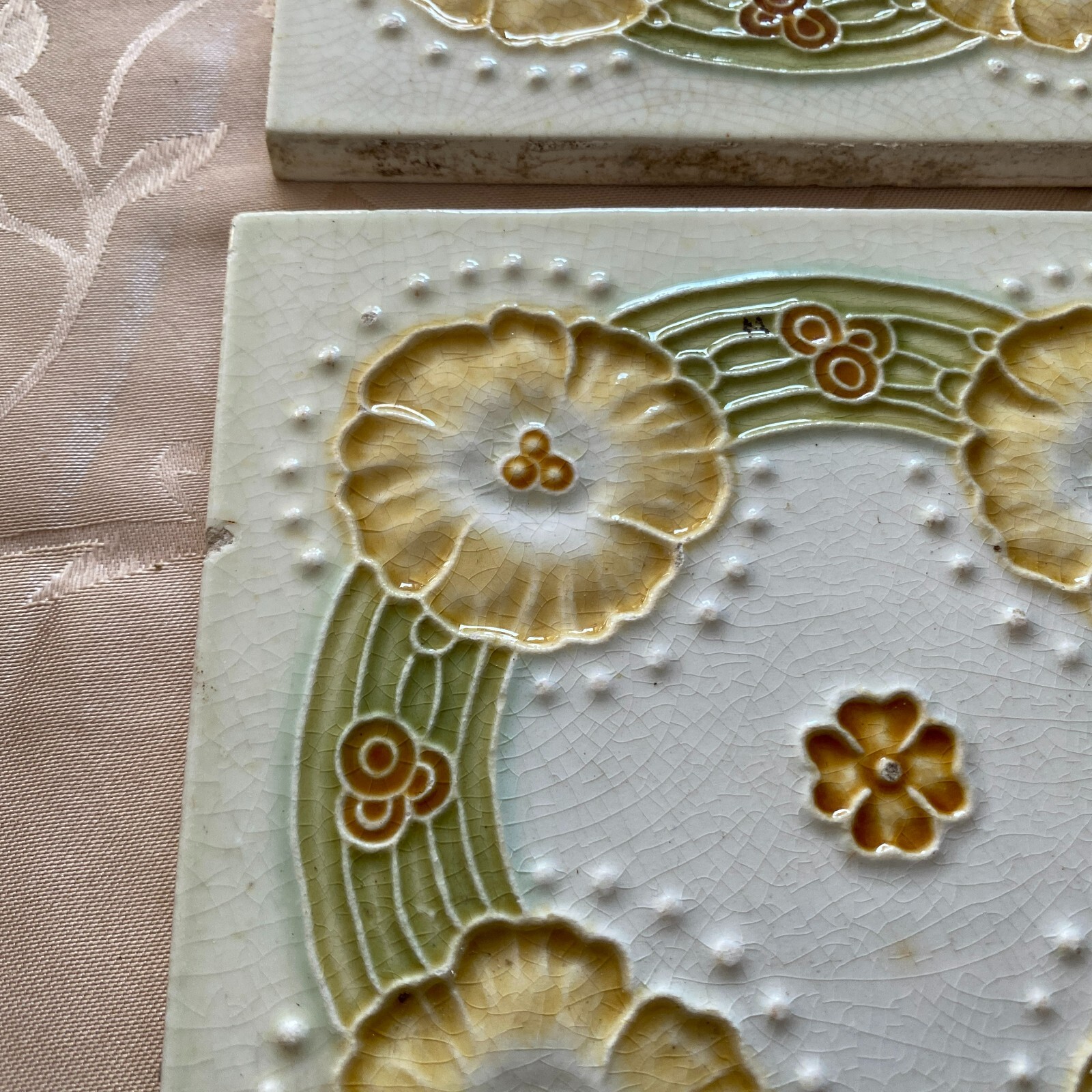 ANTIKE JUGENDSTIL FLIESEN 9 STÜCK SET KACHELN UM 1910 15x15cm AUS KERAMIK – Bild 13