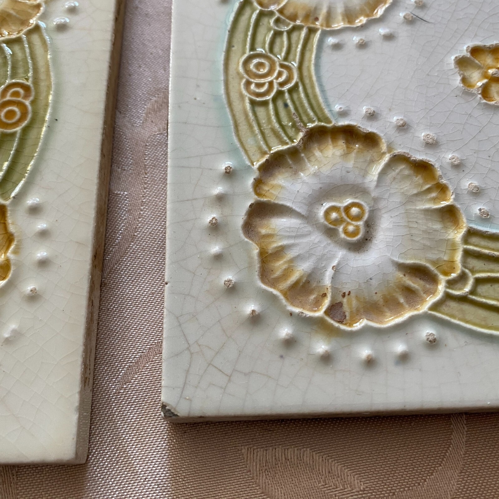 ANTIKE JUGENDSTIL FLIESEN 9 STÜCK SET KACHELN UM 1910 15x15cm AUS KERAMIK – Bild 17