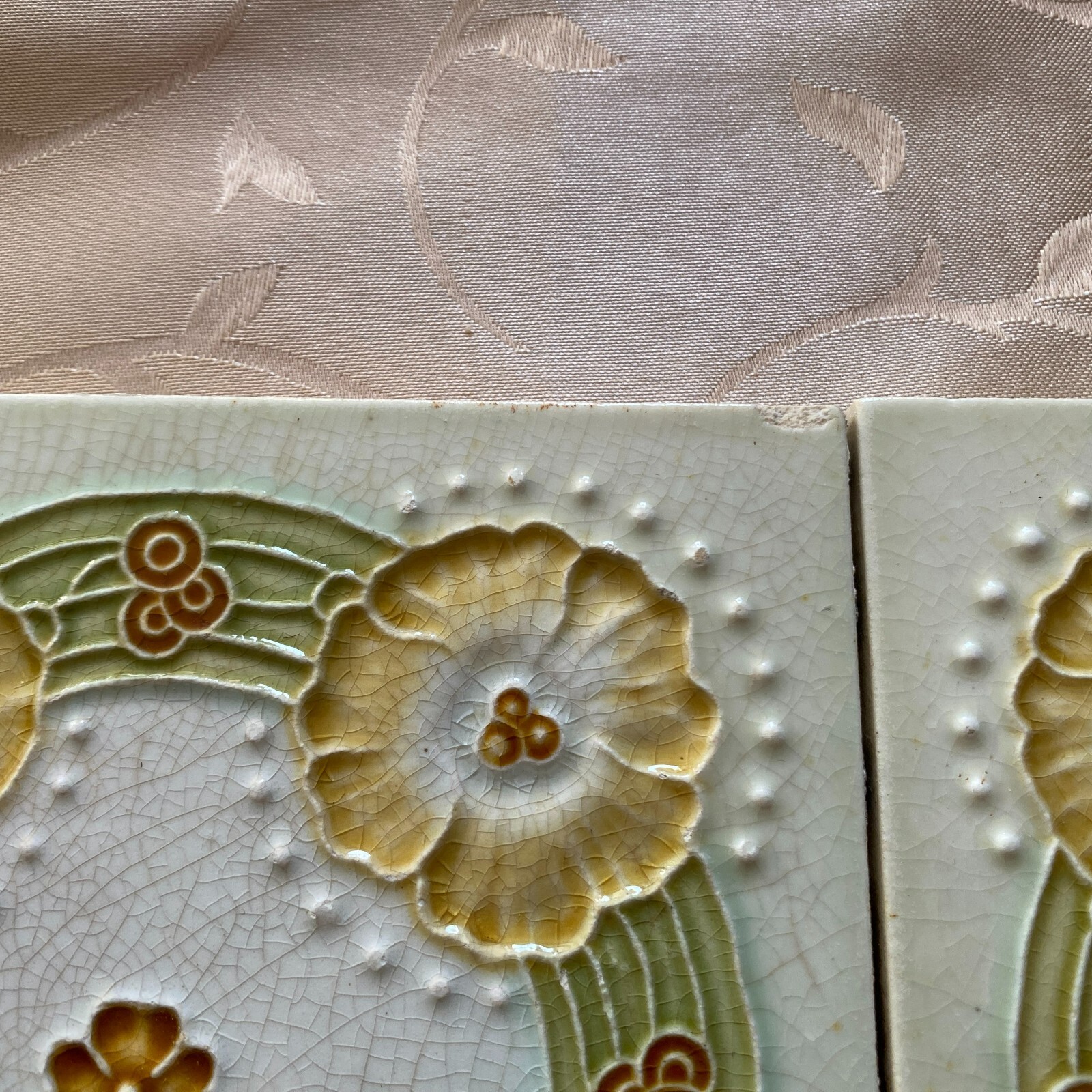 ANTIKE JUGENDSTIL FLIESEN 9 STÜCK SET KACHELN UM 1910 15x15cm AUS KERAMIK – Bild 5