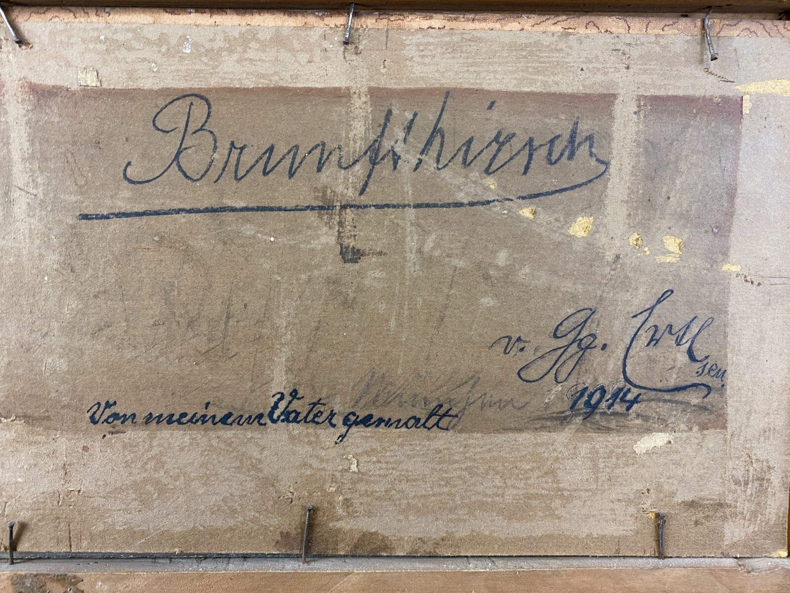 ÖLGEMÄLDE BRUNFTHIRSCH RAHMEN GEMÄLDE VON G. ERTL VON 1914 – Bild 13