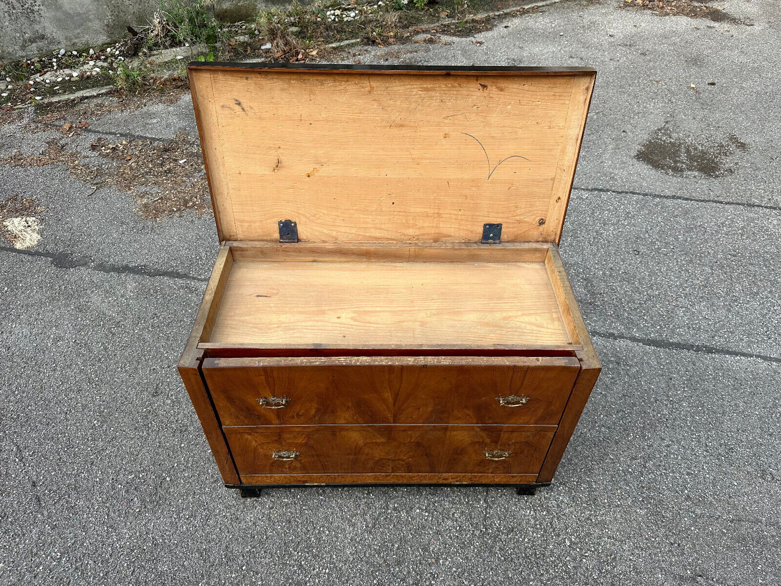 BIEDERMEIER TISCH SEKRETÄR NUSSBAUM FURNIERT MARRIAGE MÖBEL – Bild 14