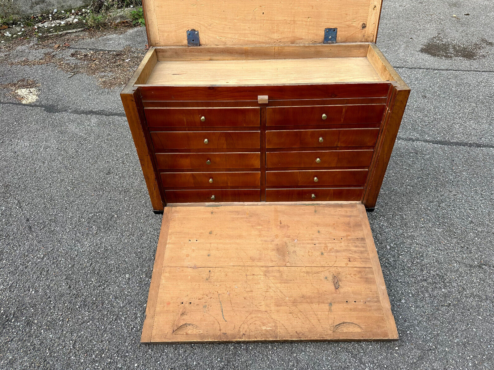 BIEDERMEIER TISCH SEKRETÄR NUSSBAUM FURNIERT MARRIAGE MÖBEL – Bild 15