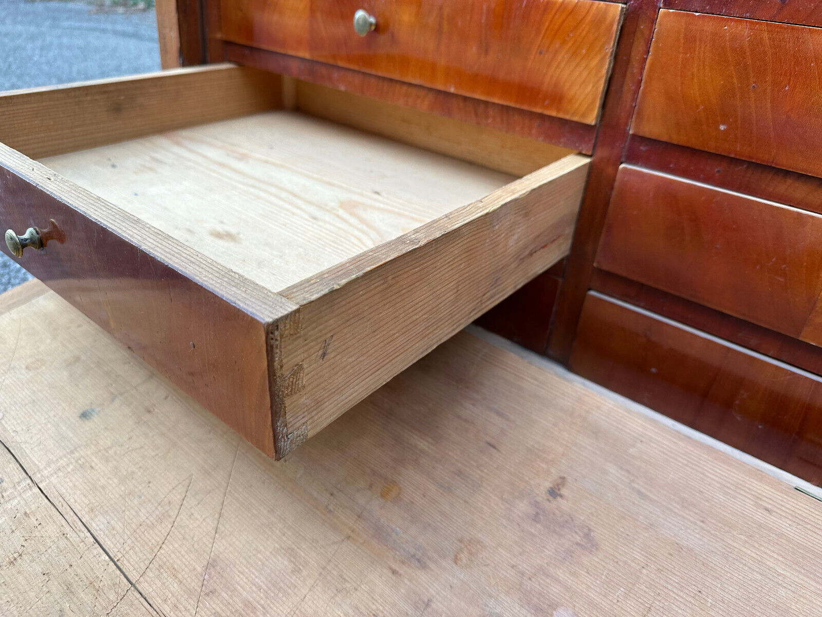 BIEDERMEIER TISCH SEKRETÄR NUSSBAUM FURNIERT MARRIAGE MÖBEL – Bild 19