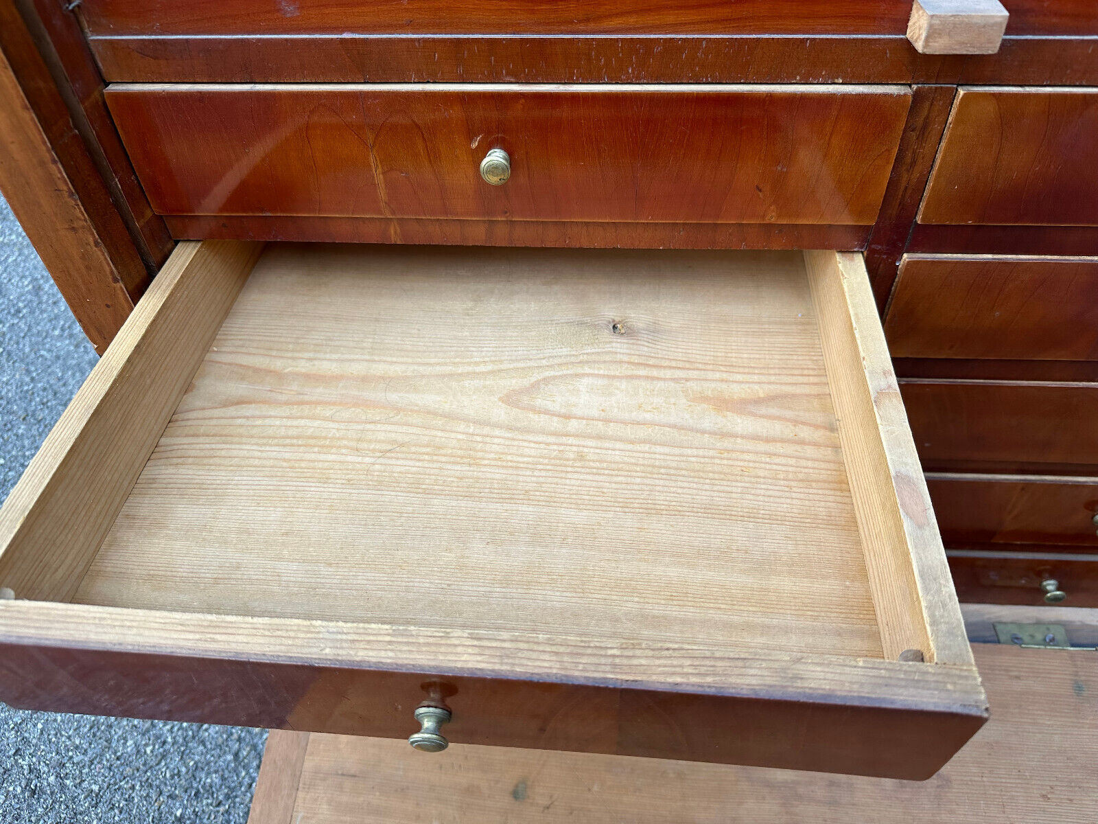 BIEDERMEIER TISCH SEKRETÄR NUSSBAUM FURNIERT MARRIAGE MÖBEL – Bild 20