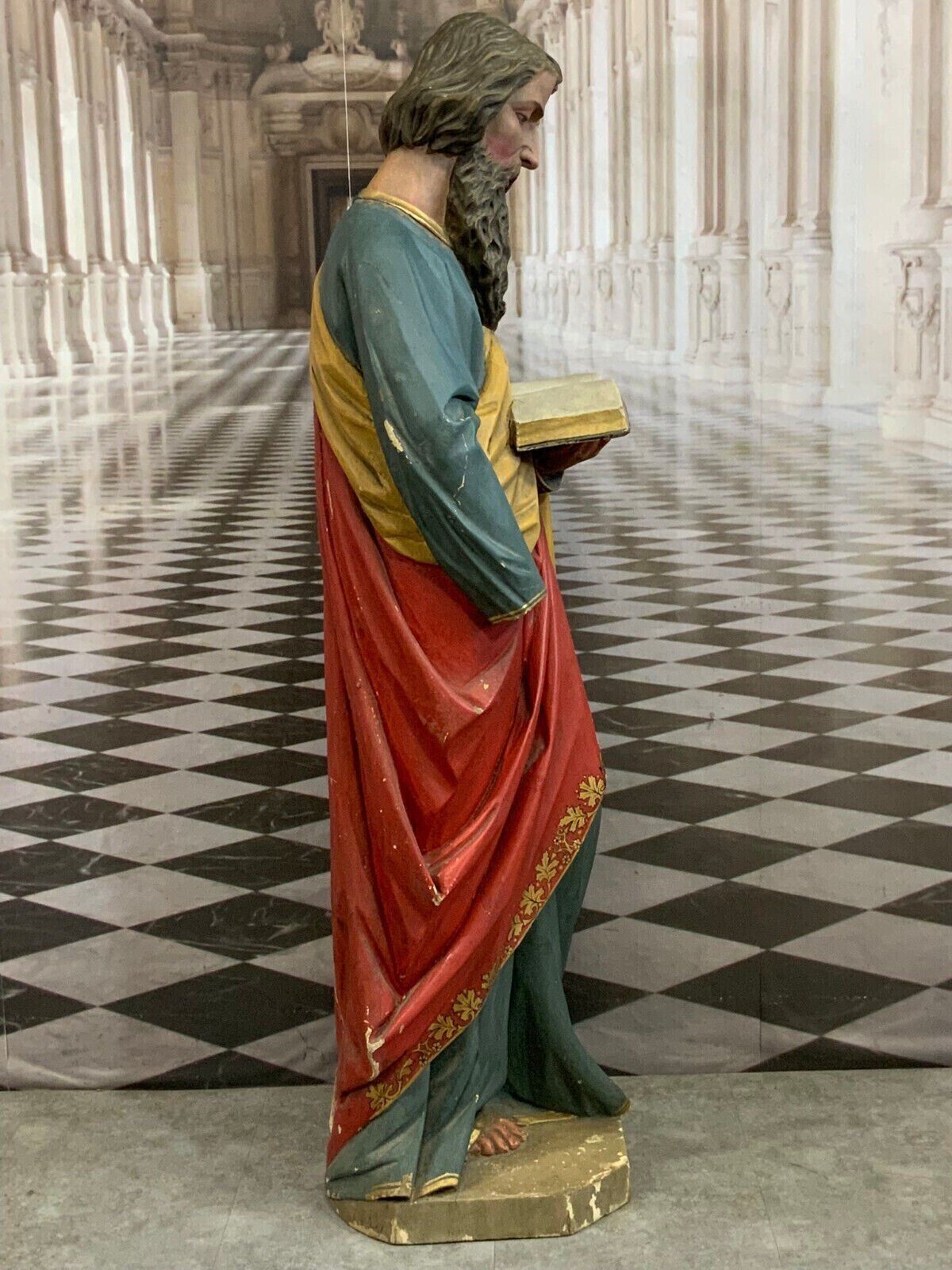 NAZARENER HEILIGENFIGUR HEILIGER MIT BUCH ANTIK 19 TES JHDT – Bild 5