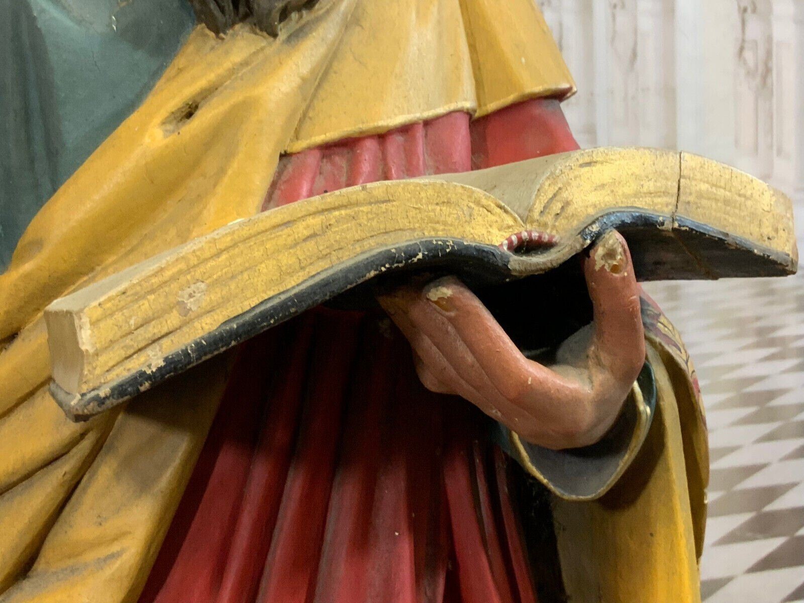NAZARENER HEILIGENFIGUR HEILIGER MIT BUCH ANTIK 19 TES JHDT – Bild 9