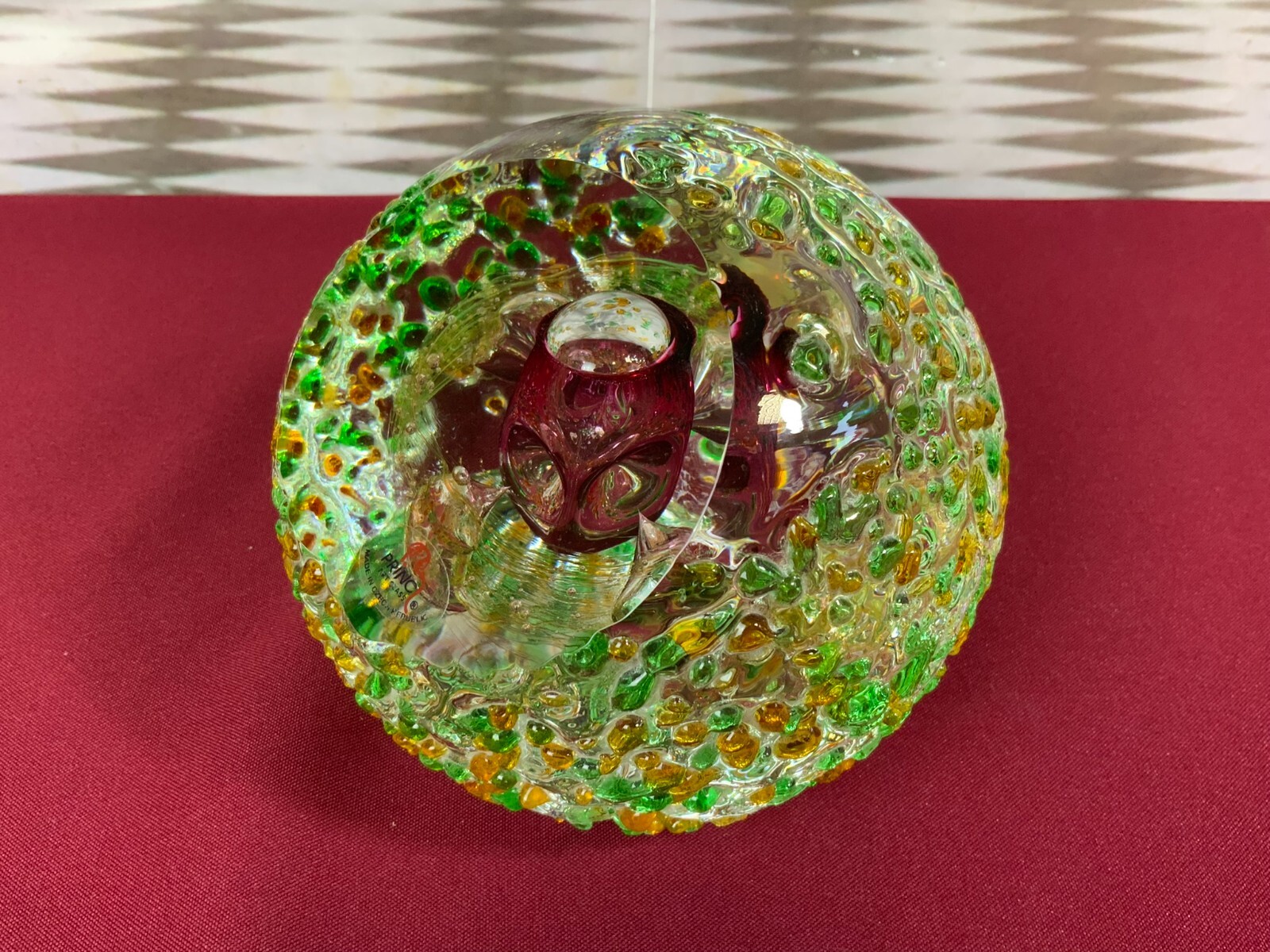 MASSIVE GLASKUGEL KUGEL DESIGN BY PRINC KÜNSTLERGLAS 14cm HOCH 3,6kg