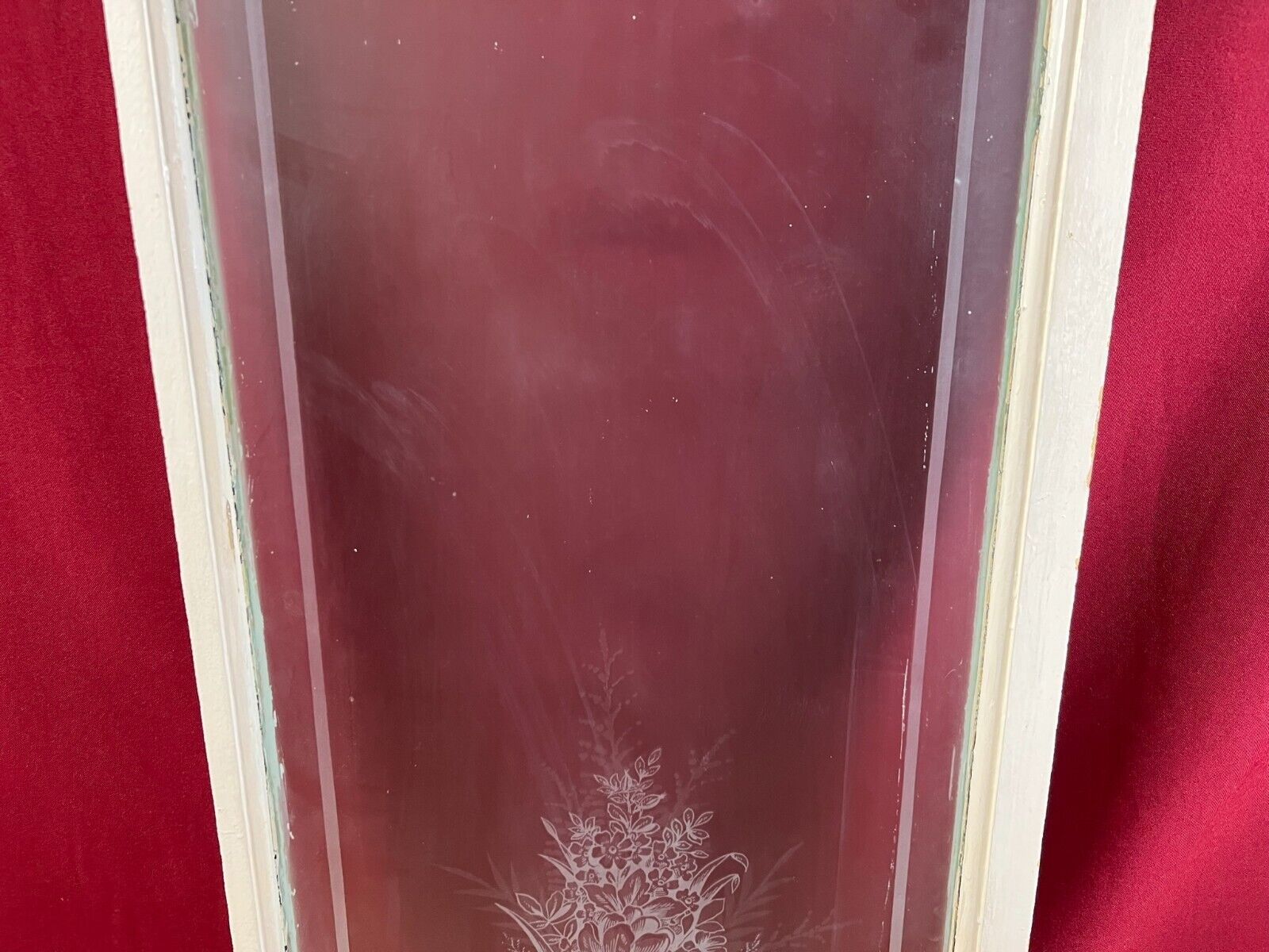 2x ANTIKE GLASSCHEIBE JUGENDSTIL UM 1890 FENSTER GIRLANDEN BLUMEN 34x130cm – Bild 24