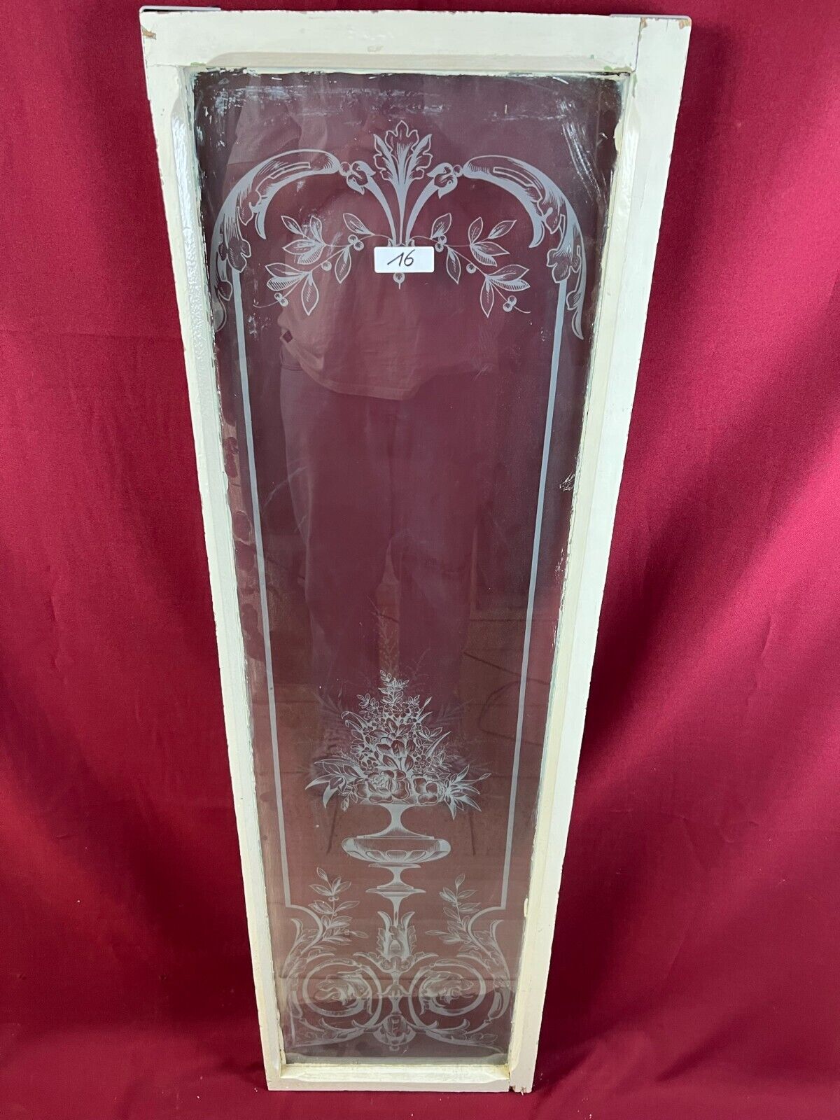 2x ANTIKE GLASSCHEIBE JUGENDSTIL UM 1890 FENSTER GIRLANDEN BLUMEN 34x130cm – Bild 4