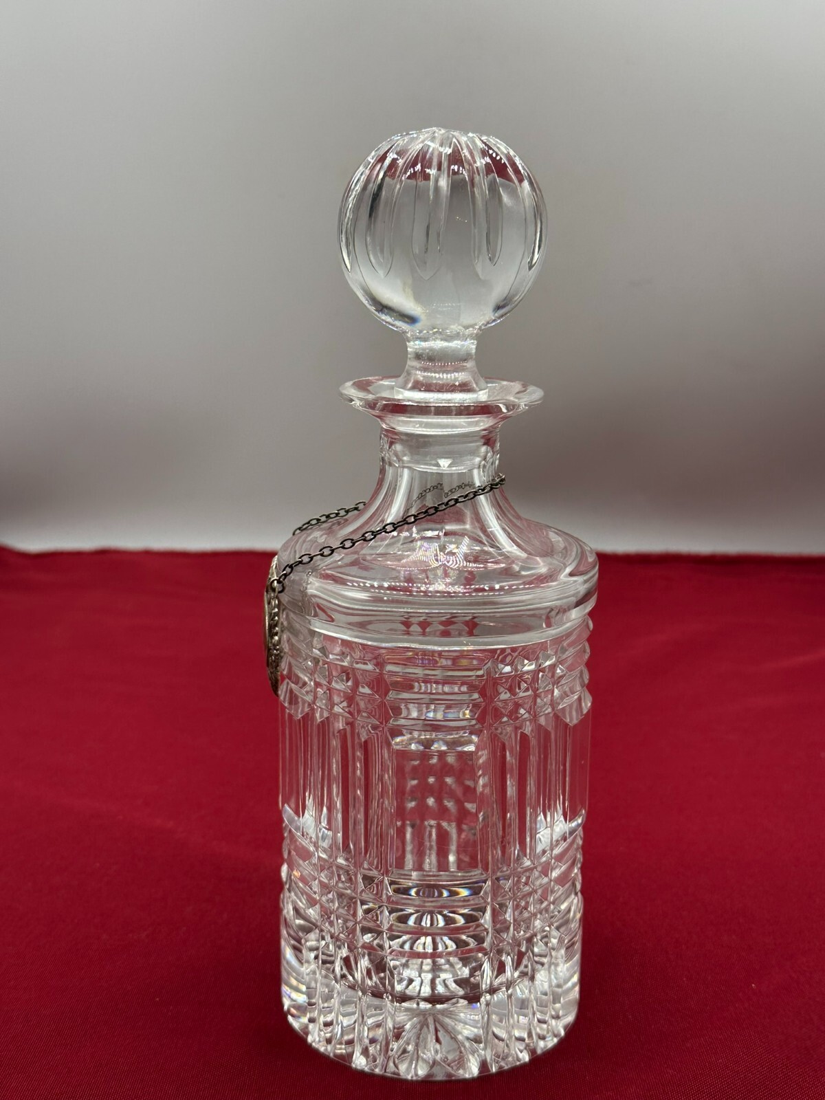 VINTAGE KARAFFE FLASCHE MIT STÖPSEL KRISTALLGLAS GLAS COGNAC PLAKETTE STERLING – Bild 5