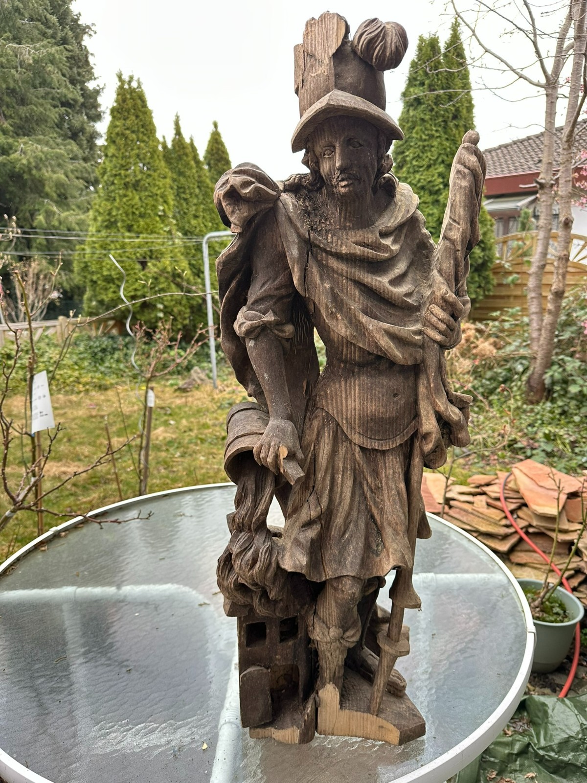 NEO BAROCK HEILIGENFIGUR HEILIGER FLORIAN HANDGESCHNITZT 96cm 20 TES