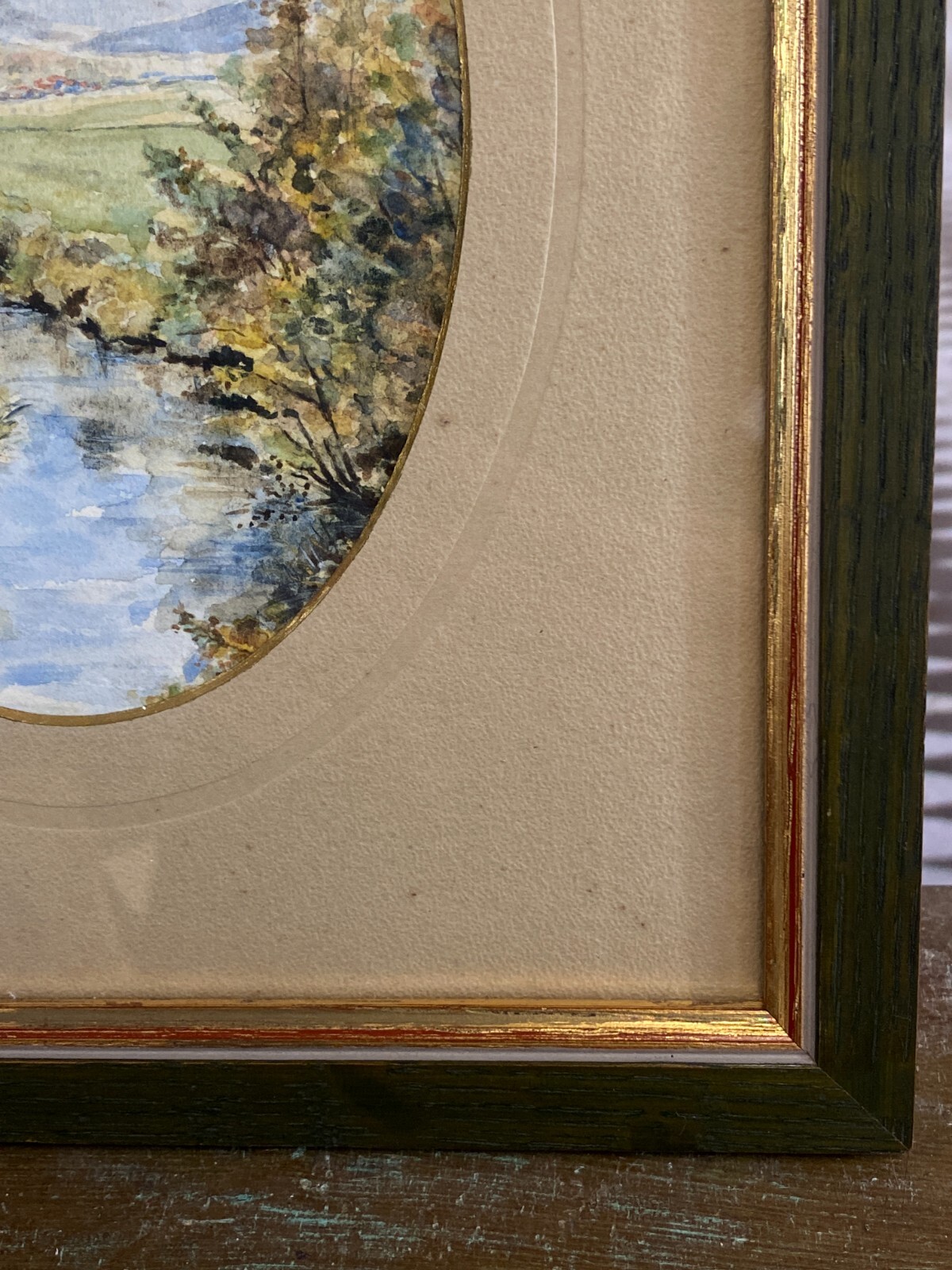 AQUARELL FLUSS LANDSCHAFT SEHR GUT GERAHMT – Bild 11