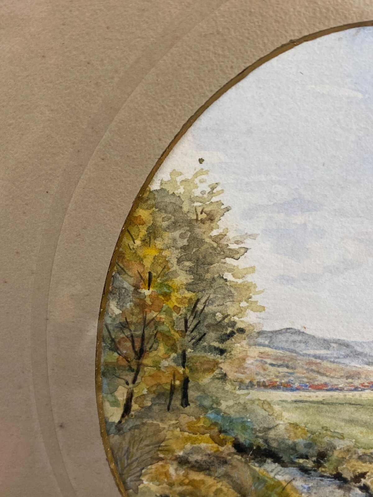 AQUARELL FLUSS LANDSCHAFT SEHR GUT GERAHMT – Bild 6