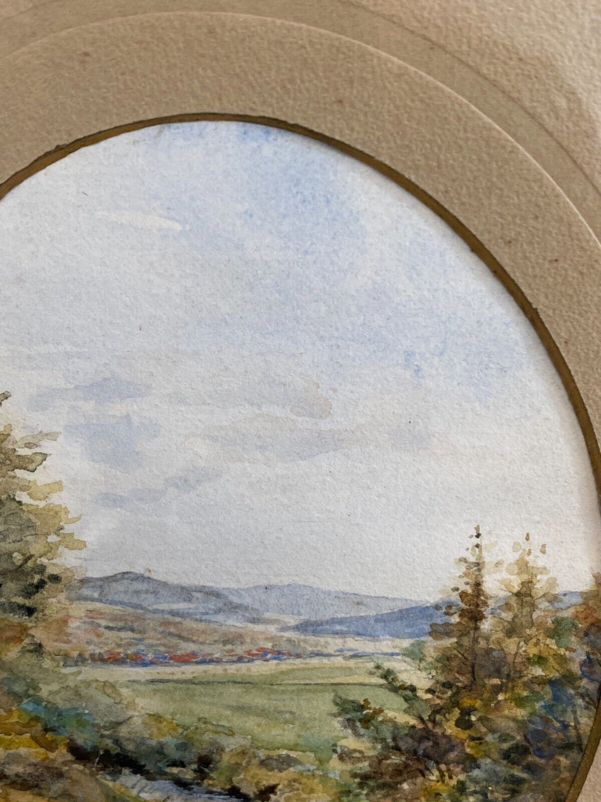 AQUARELL FLUSS LANDSCHAFT SEHR GUT GERAHMT – Bild 7