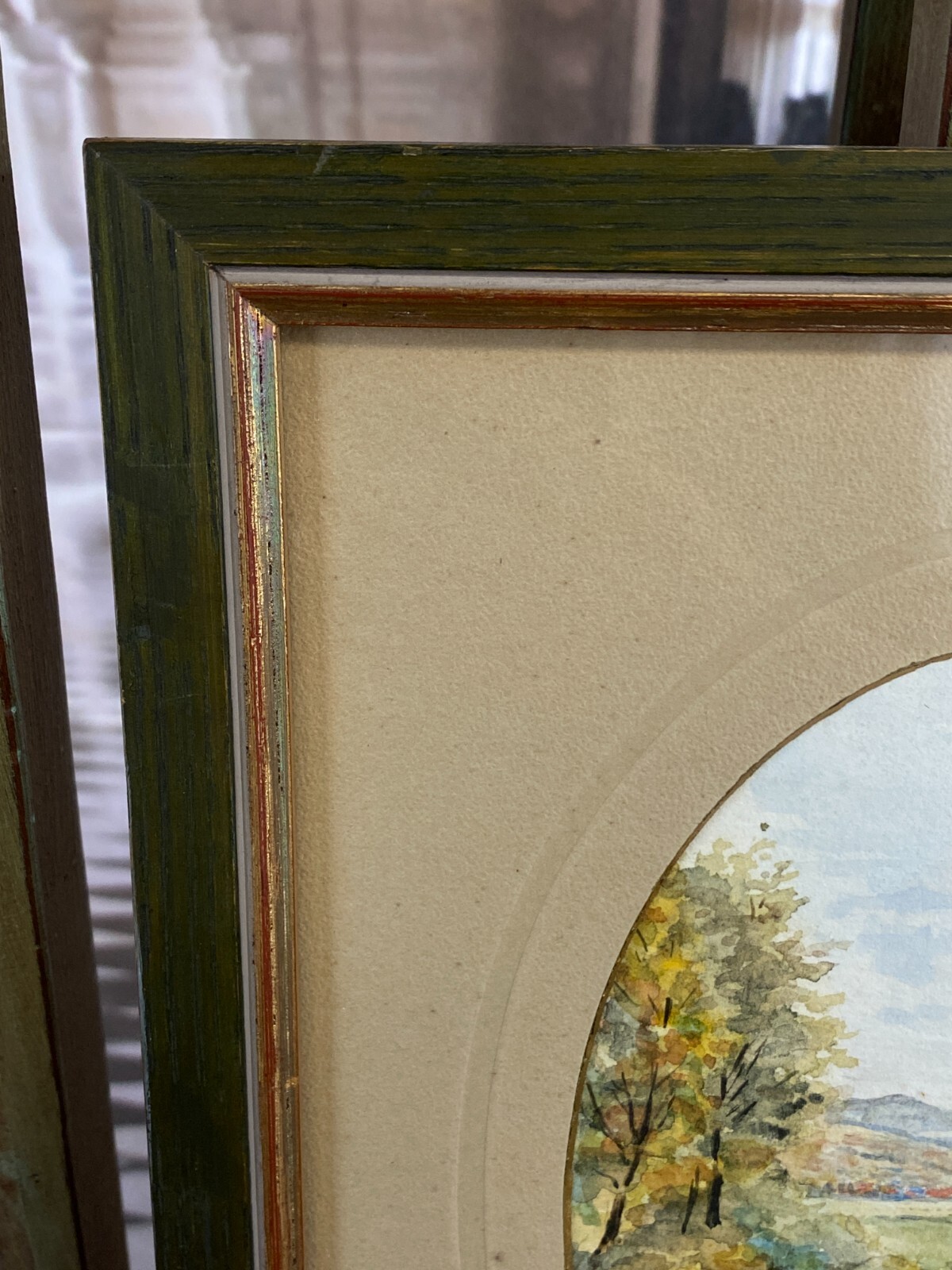 AQUARELL FLUSS LANDSCHAFT SEHR GUT GERAHMT – Bild 9