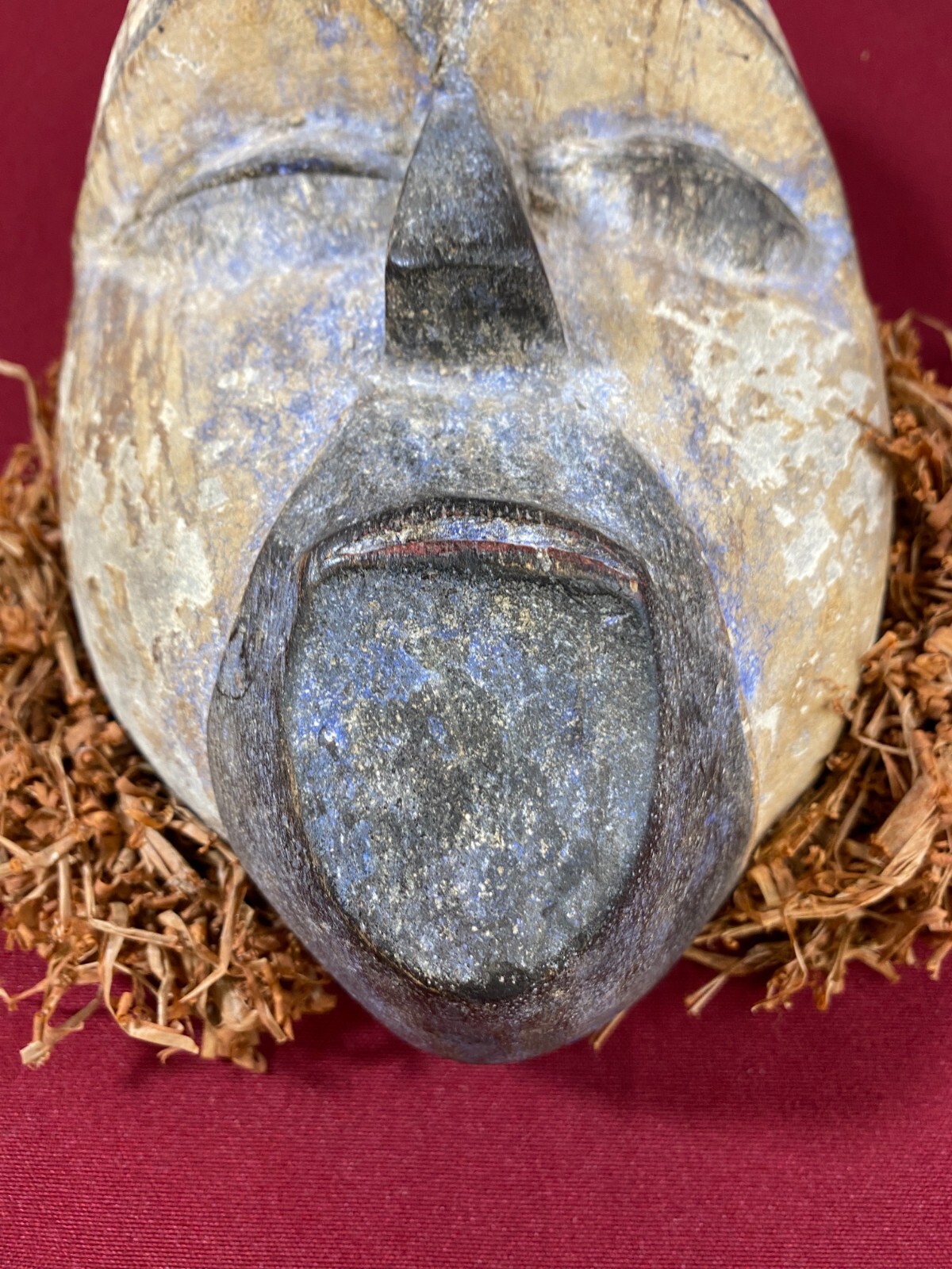 AFRIKANISCHE WANDMASKE MASKE HOLZ MASSIV HANDGESCHNITZT TOLLE PATINA – Bild 5