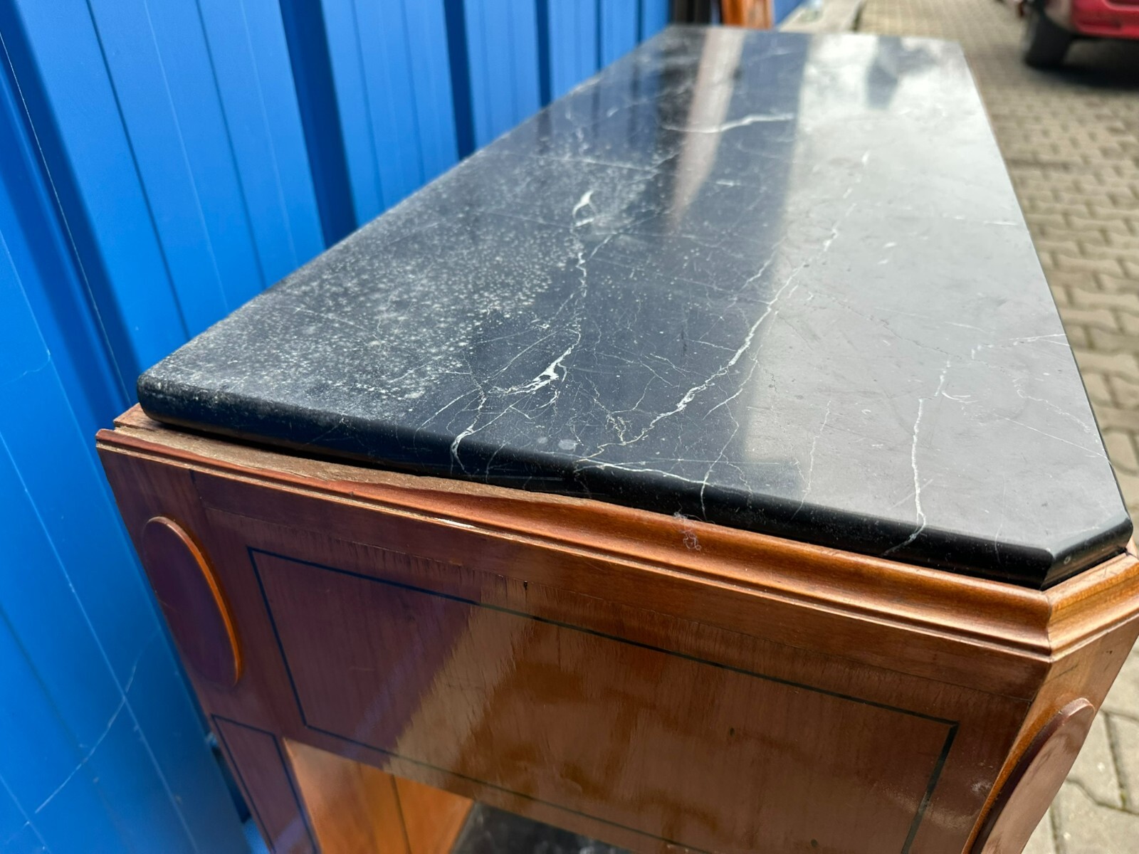 ART DECO KOMMODE UM 1930 NUSSBAUM SIDEBOARD LOUIS SEIZE BEINE MARMORPLATTEN – Bild 11