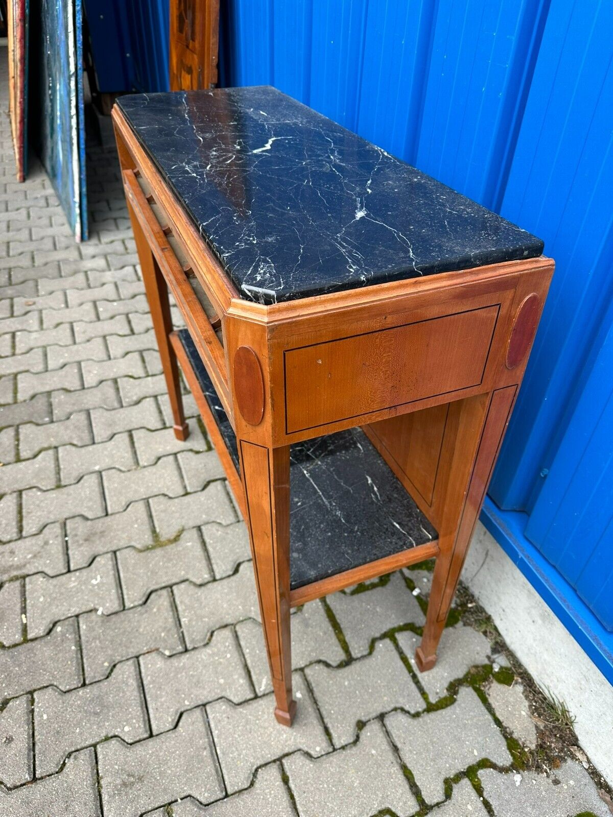 ART DECO KOMMODE UM 1930 NUSSBAUM SIDEBOARD LOUIS SEIZE BEINE MARMORPLATTEN – Bild 9