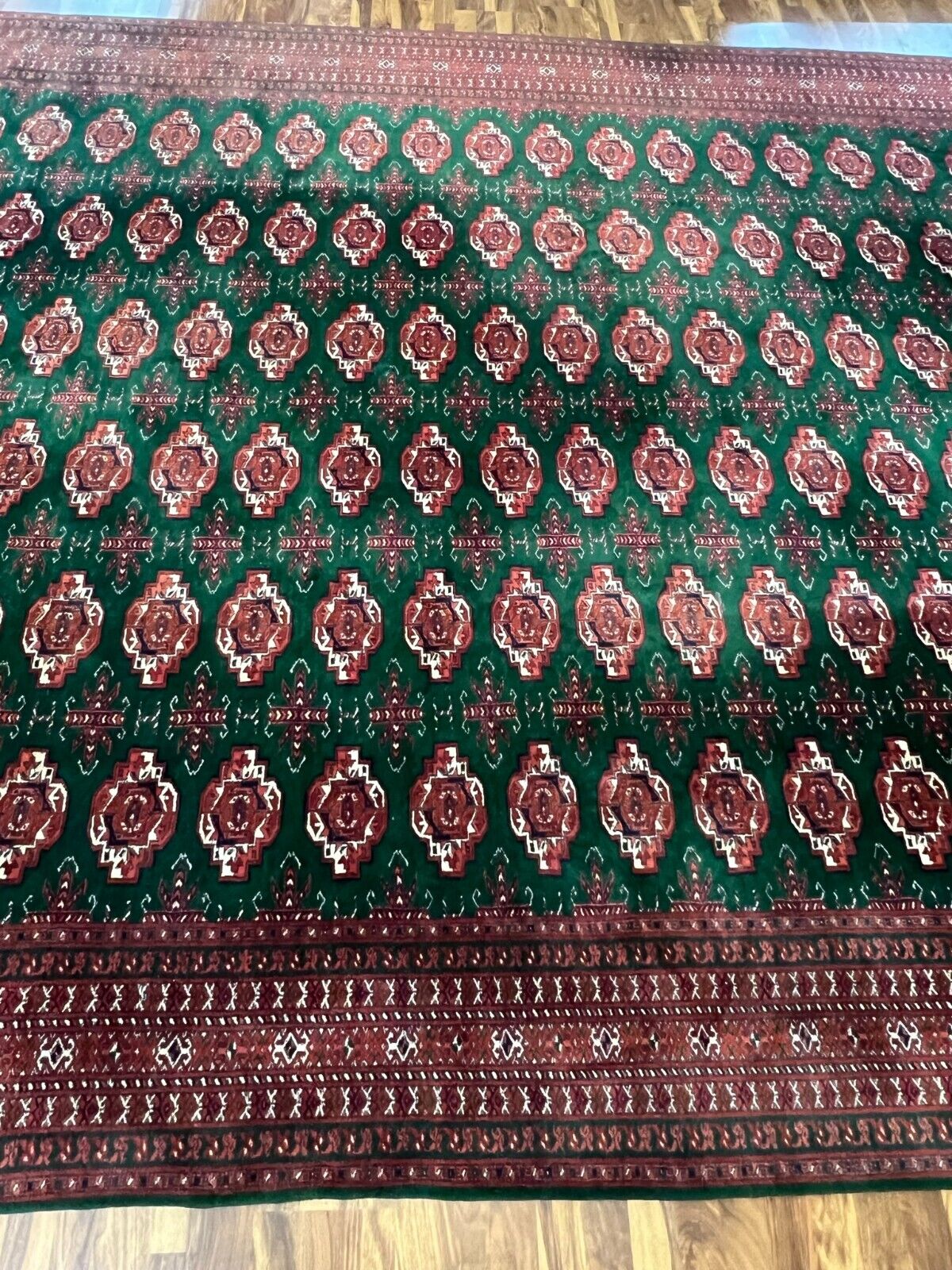 GROSSER TURKMEN TEPPICH AUS WOLLE HANDGEKNÜPFT ORIENTTEPPICH 380x210cm