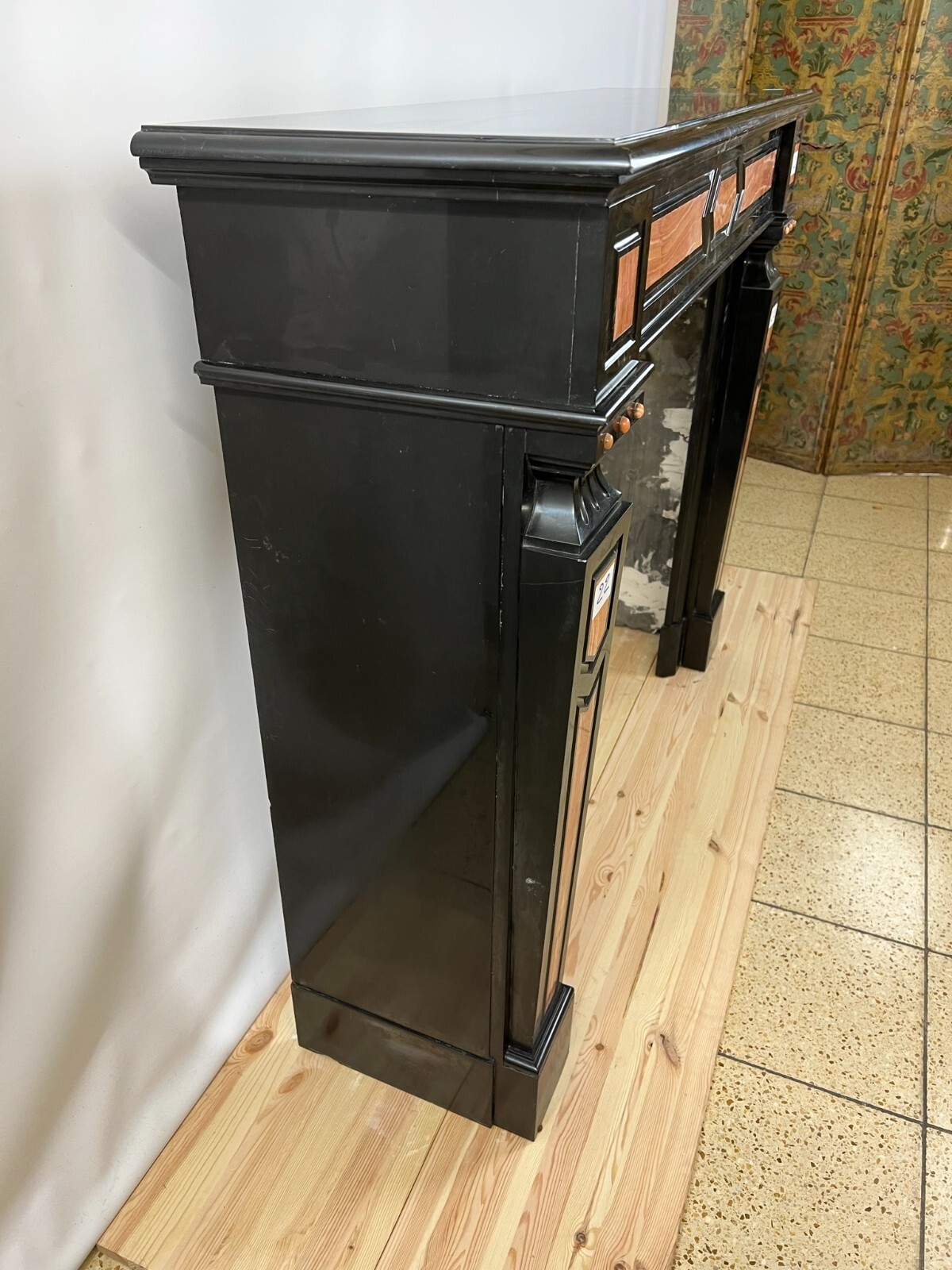 ANTIKE KAMINUMRANDUNG MARMOR KAMIN UM 1920 ART DECO SCHWARZ ZWEIFARBIG – Bild 5