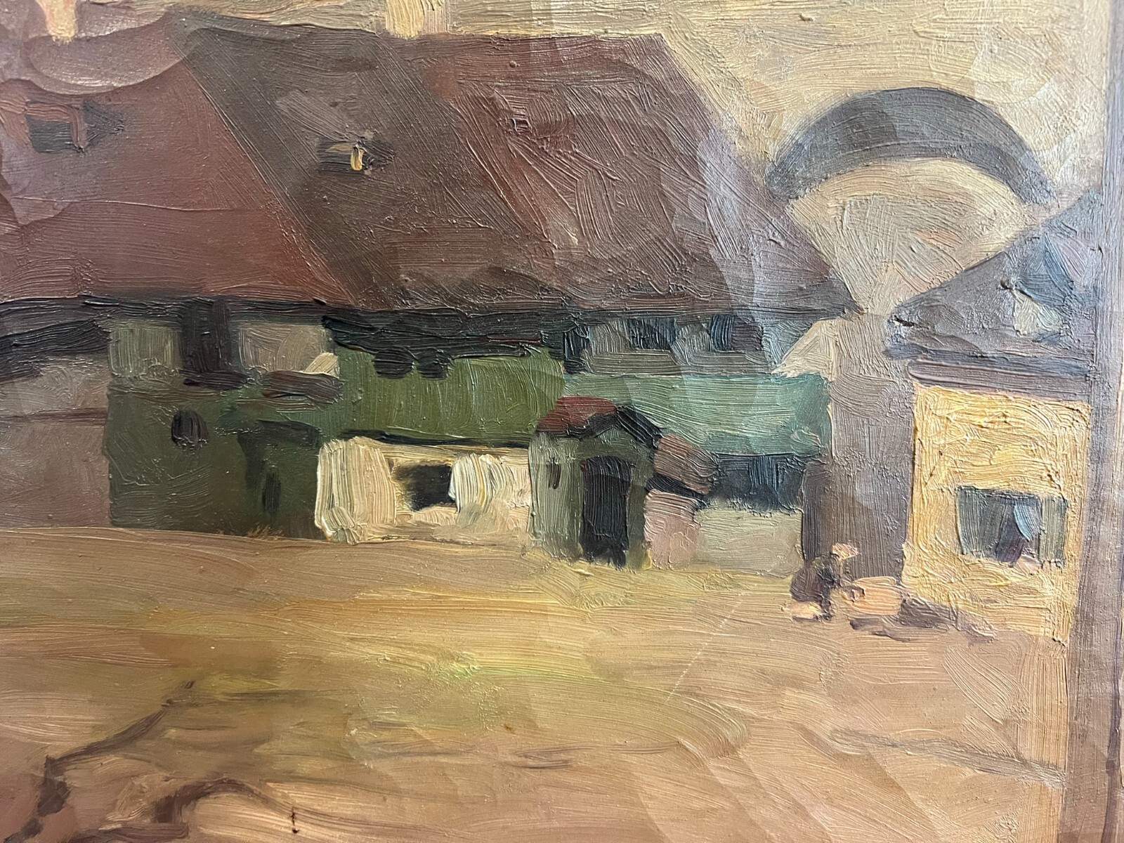 ÖLGEMÄLDE STRASSE MIT HÄUSERN SIGNIERT A. RIEDEL MÜNCHEN – Bild 3