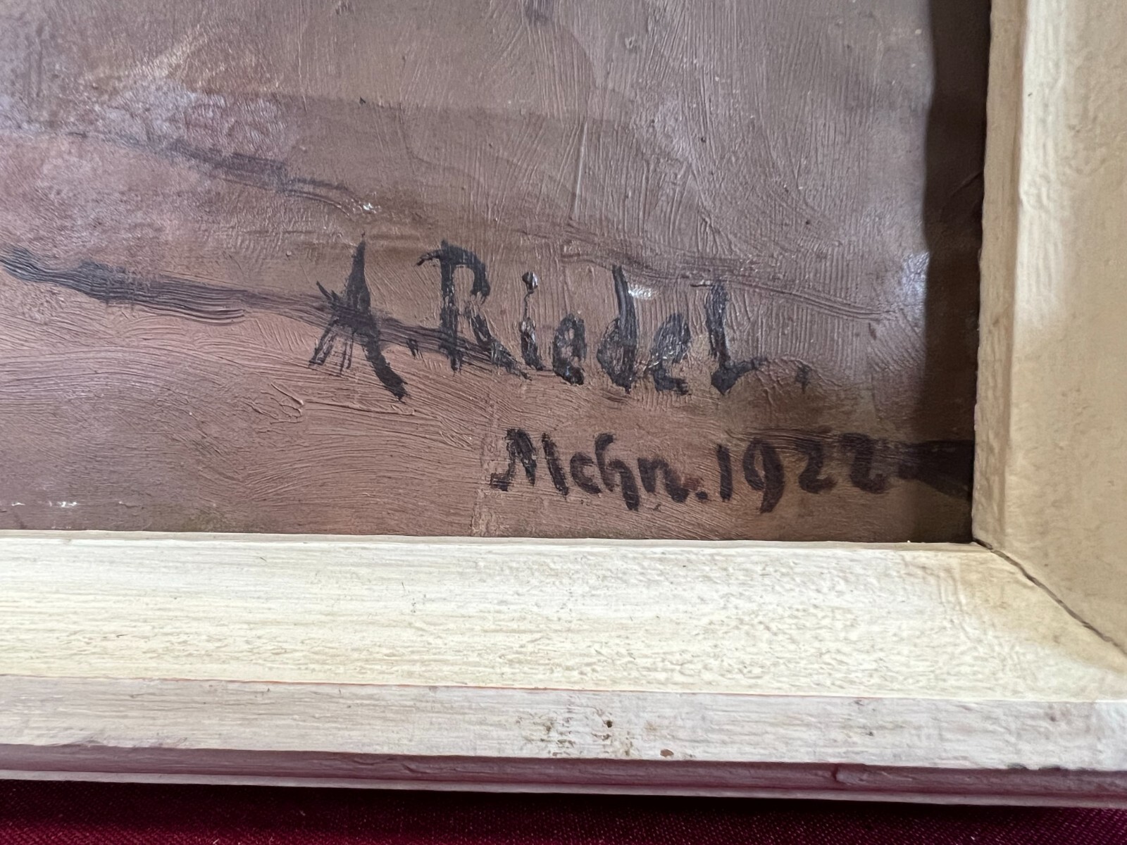 ÖLGEMÄLDE STRASSE MIT HÄUSERN SIGNIERT A. RIEDEL MÜNCHEN – Bild 8