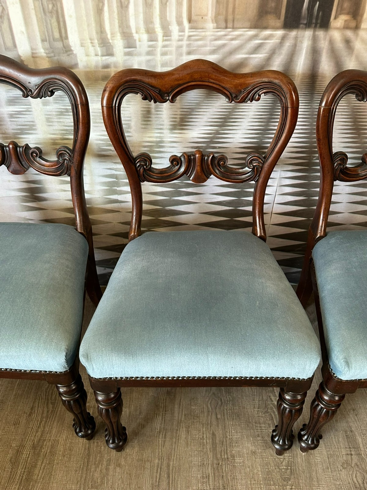 SET 4x ANTIKER  ENGLISCHER STUHL UM 1860 SET ANTIKE STÜHLE VIKTORIANISCH – Bild 5
