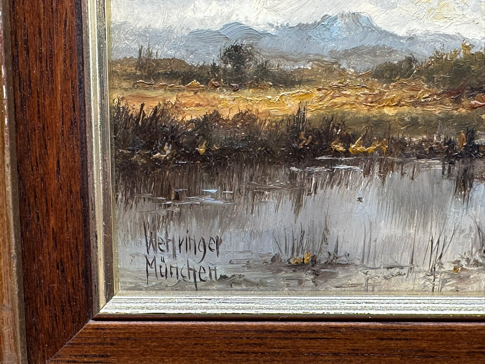 ÖLGEMÄLDE PRUNKRAHMEN PERSON AM WEIHER IM DACHAUER MOOR HERBERT WEHRINGER – Bild 5