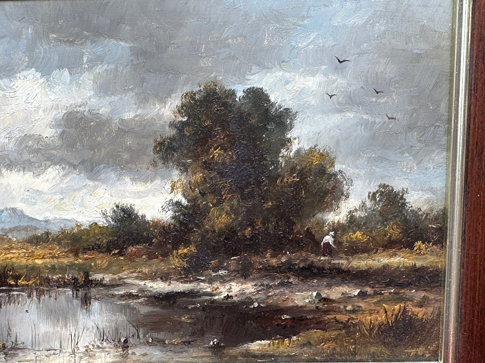 ÖLGEMÄLDE PRUNKRAHMEN PERSON AM WEIHER IM DACHAUER MOOR HERBERT WEHRINGER – Bild 7