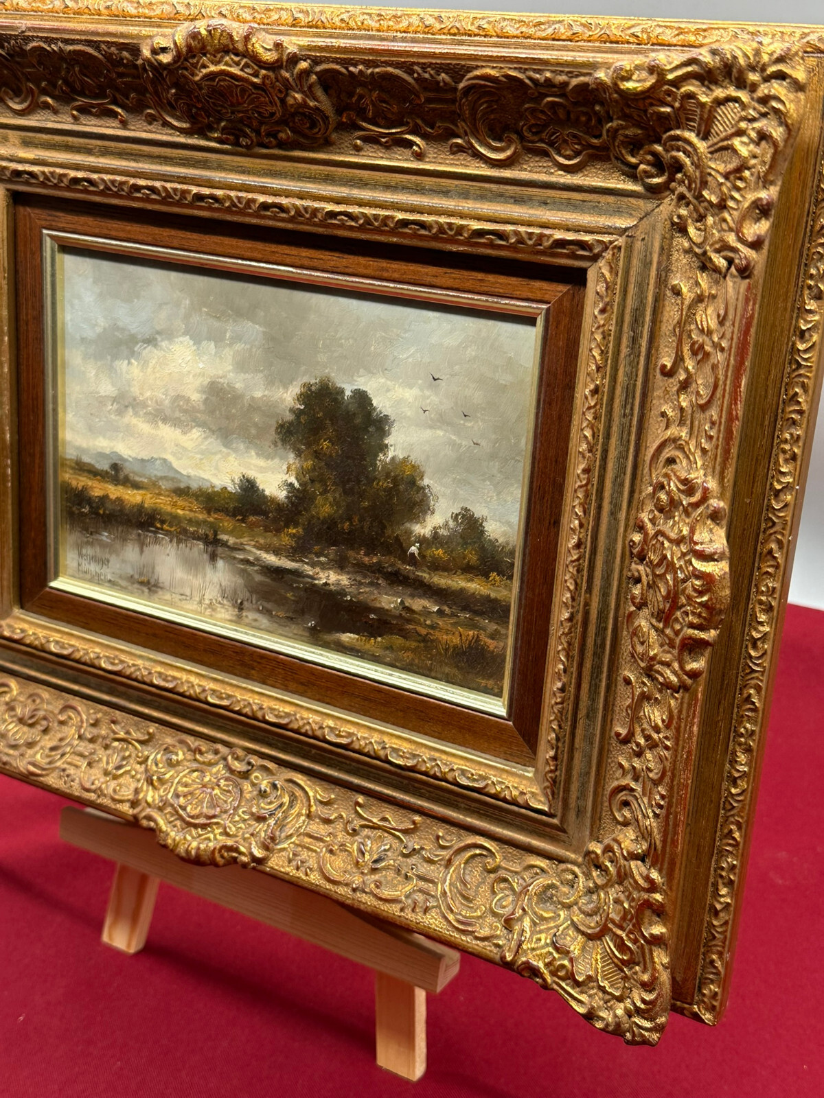 ÖLGEMÄLDE PRUNKRAHMEN PERSON AM WEIHER IM DACHAUER MOOR HERBERT WEHRINGER – Bild 10