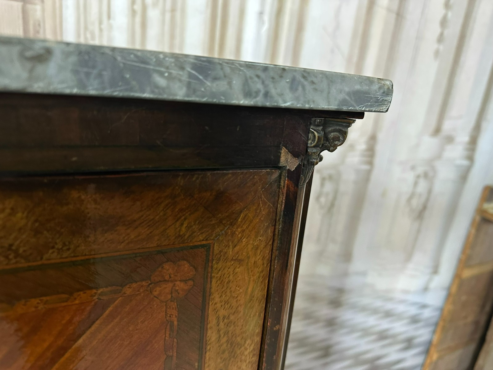 ANTIKER LOUIS SEIZE SEKRETÄR ENDE 18 TES JHDT KOMPLETT INTARSIERT MARMOR PLATTE – Bild 14