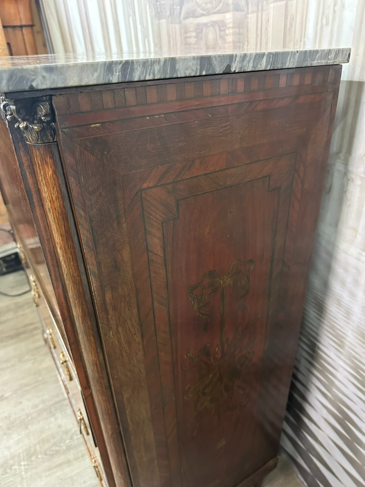ANTIKER LOUIS SEIZE SEKRETÄR ENDE 18 TES JHDT KOMPLETT INTARSIERT MARMOR PLATTE – Bild 10