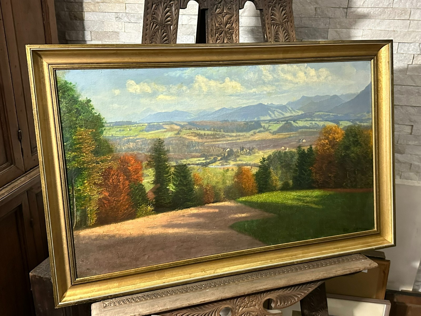 Philipp GRAF (1874-1947) ÖLGEMÄLDE LANDSCHAFT VOR GEBIRGE – Bild 3