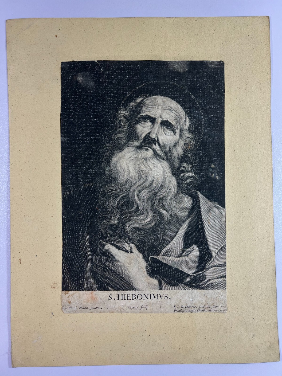Antiker Stich auf Papier Heiliger Hieronimus Jean COUVAY (1605/22-1663) – Bild 4