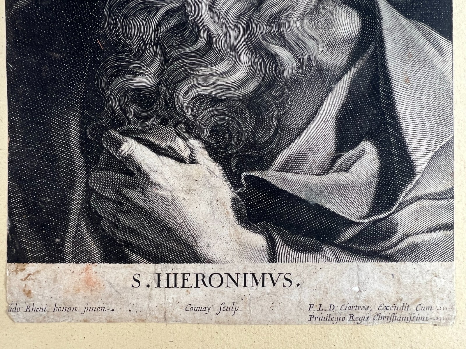 Antiker Stich auf Papier Heiliger Hieronimus Jean COUVAY (1605/22-1663) – Bild 7