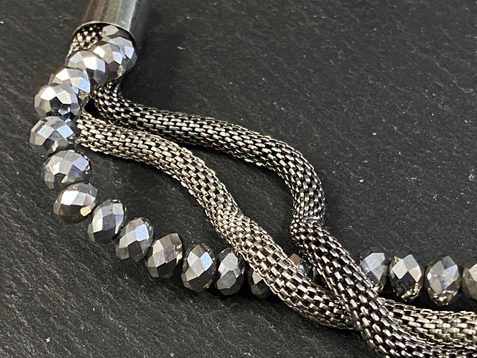 MODESCHMUCK HALSKETTE KETTE MEHRSCHICHTIG SILBERFARBEN ca 44,88g – Bild 7