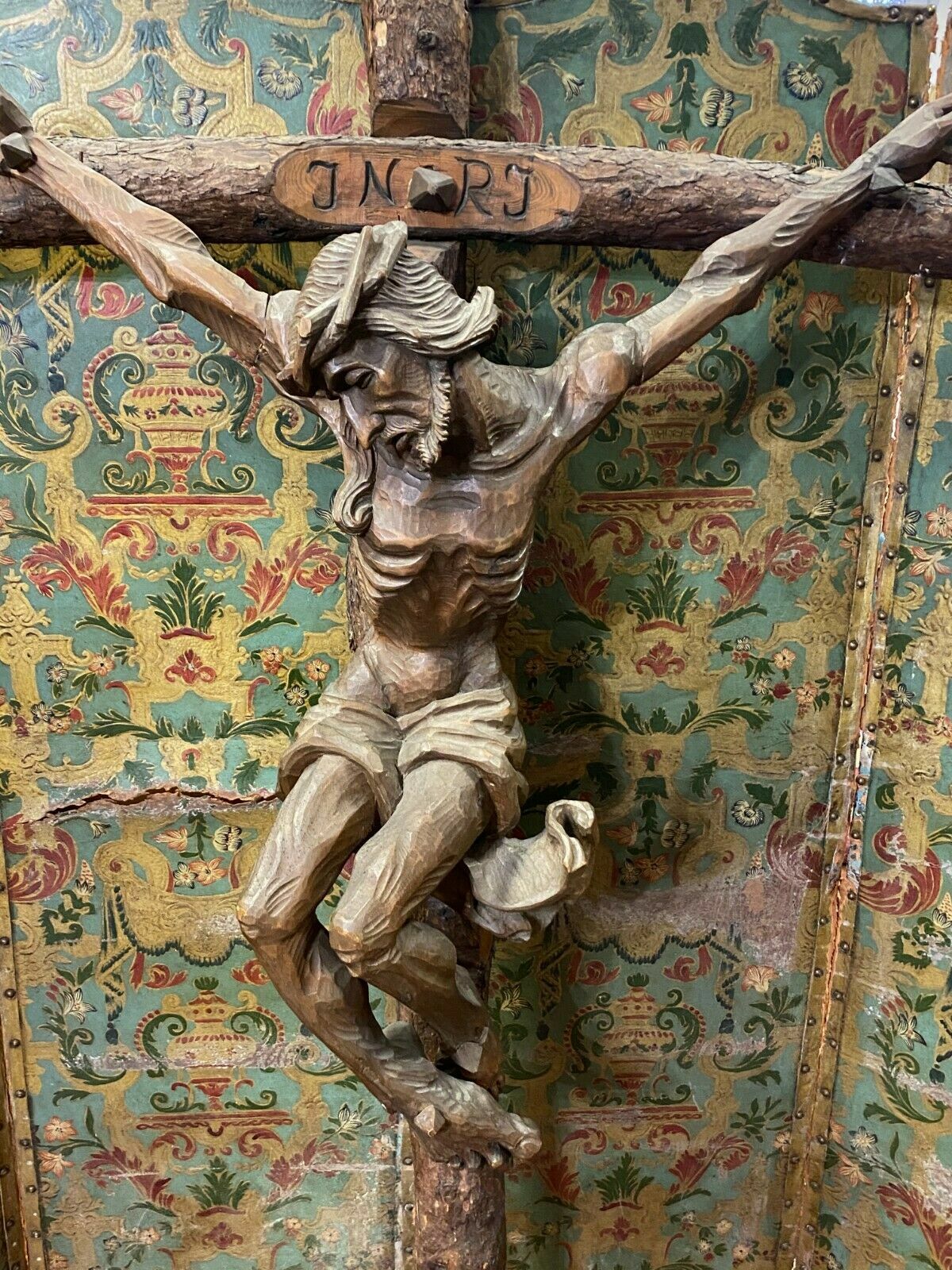 MONUMENTALES KRUZIFIX KREUZ-JESUS HOLZ MASSIV 190cm Joseph RIFESSER (1921-2020)