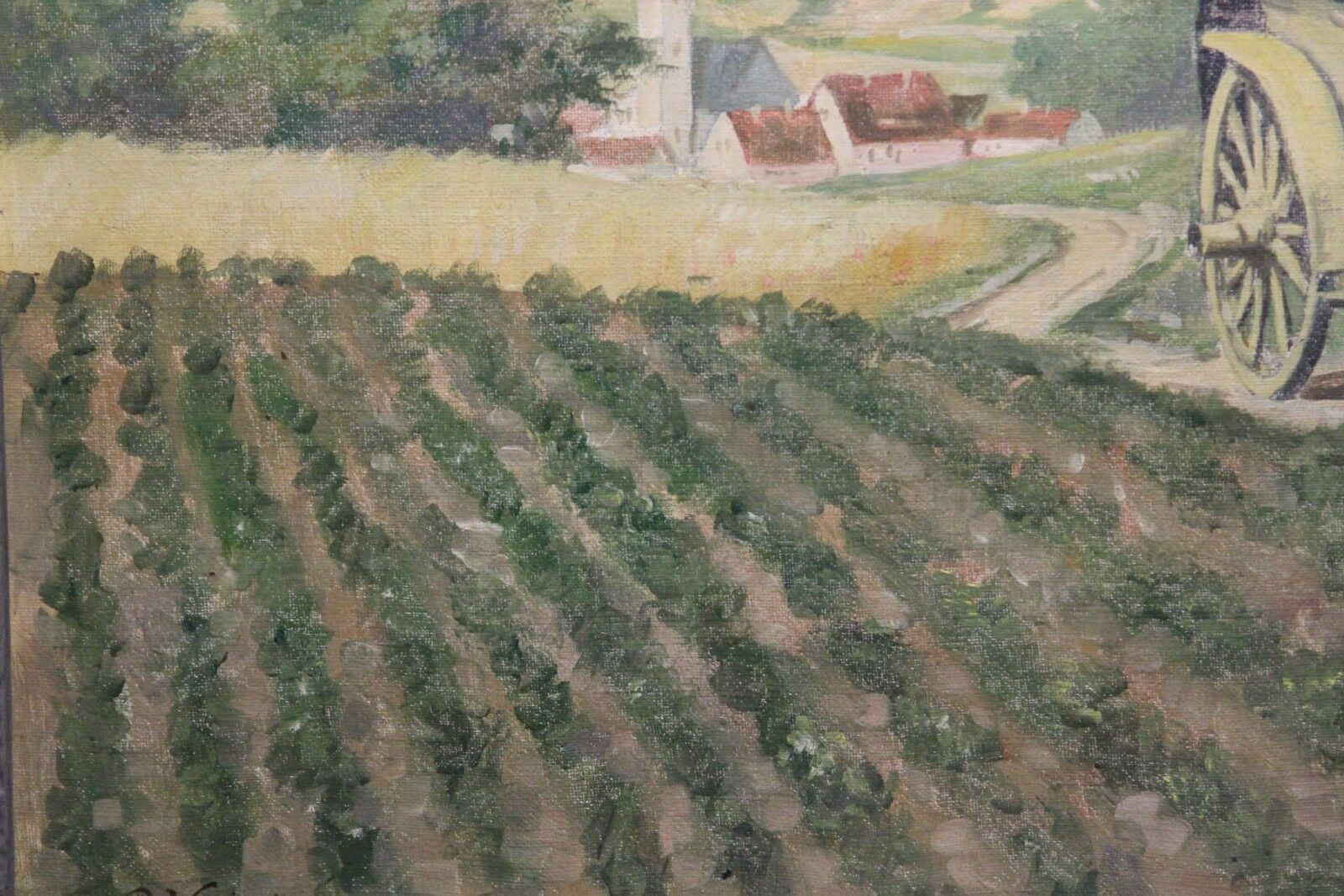 ÖLGEMÄLDE LANDSCHAFT PERSONEN LÄNDLICHE KUTSCHENFAHRT P. WEGENER GROSSFORMAT – Bild 7