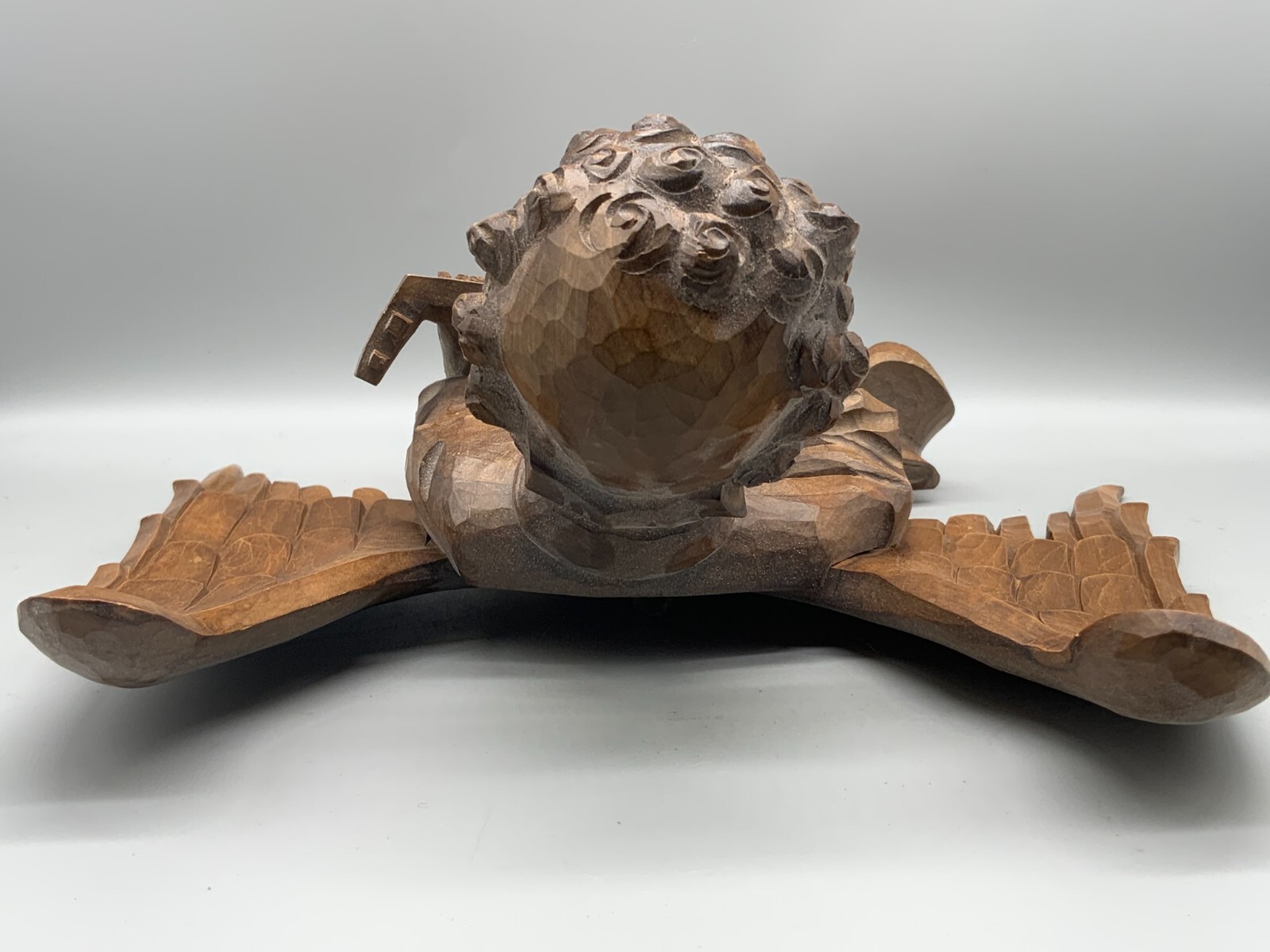 GLORIENENGEL MUSIZIERENDER ENGEL MIT FLÜGELN UND MANDOLINE HOLZ GESCHNITZT 34cm – Bild 8
