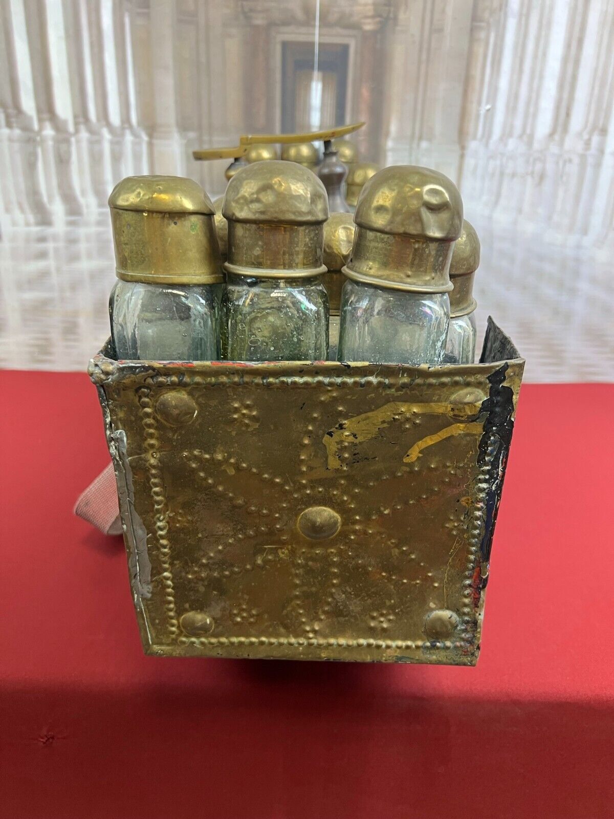 ANTIKER ORIENT SCHUHPUTZKASTEN AUS KUPFER UND HOLZ UM 1900 – Bild 10