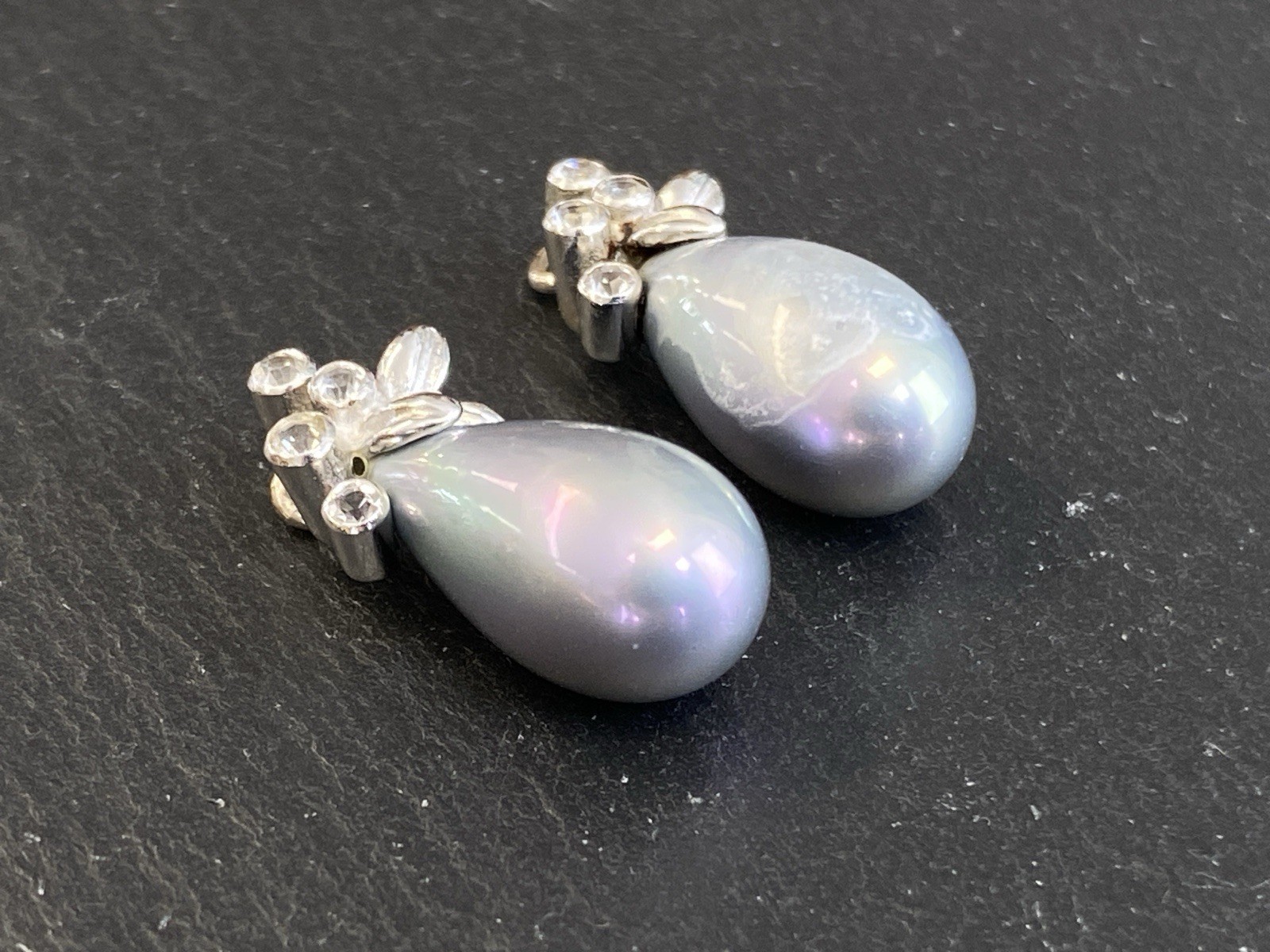 OHRHÄNGER KETTEN ANHÄNGER HÄNGER 925 STERLING SILBER KUNSTPERLEN PERLE GLAS – Bild 4